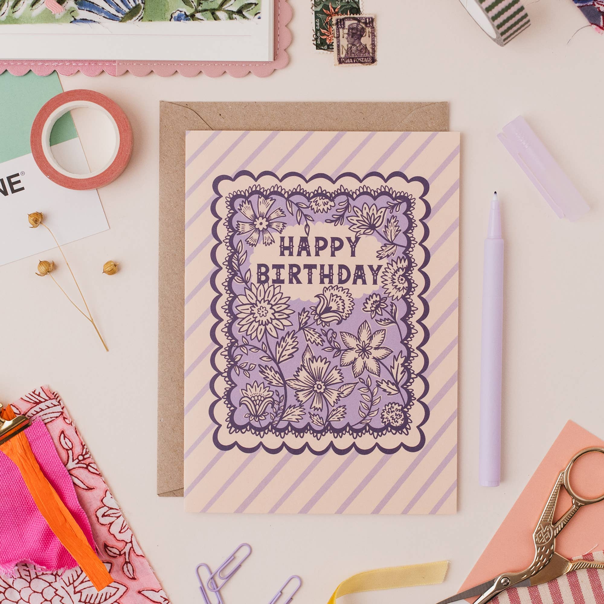 Lilac Birthday Floral Greeting Card