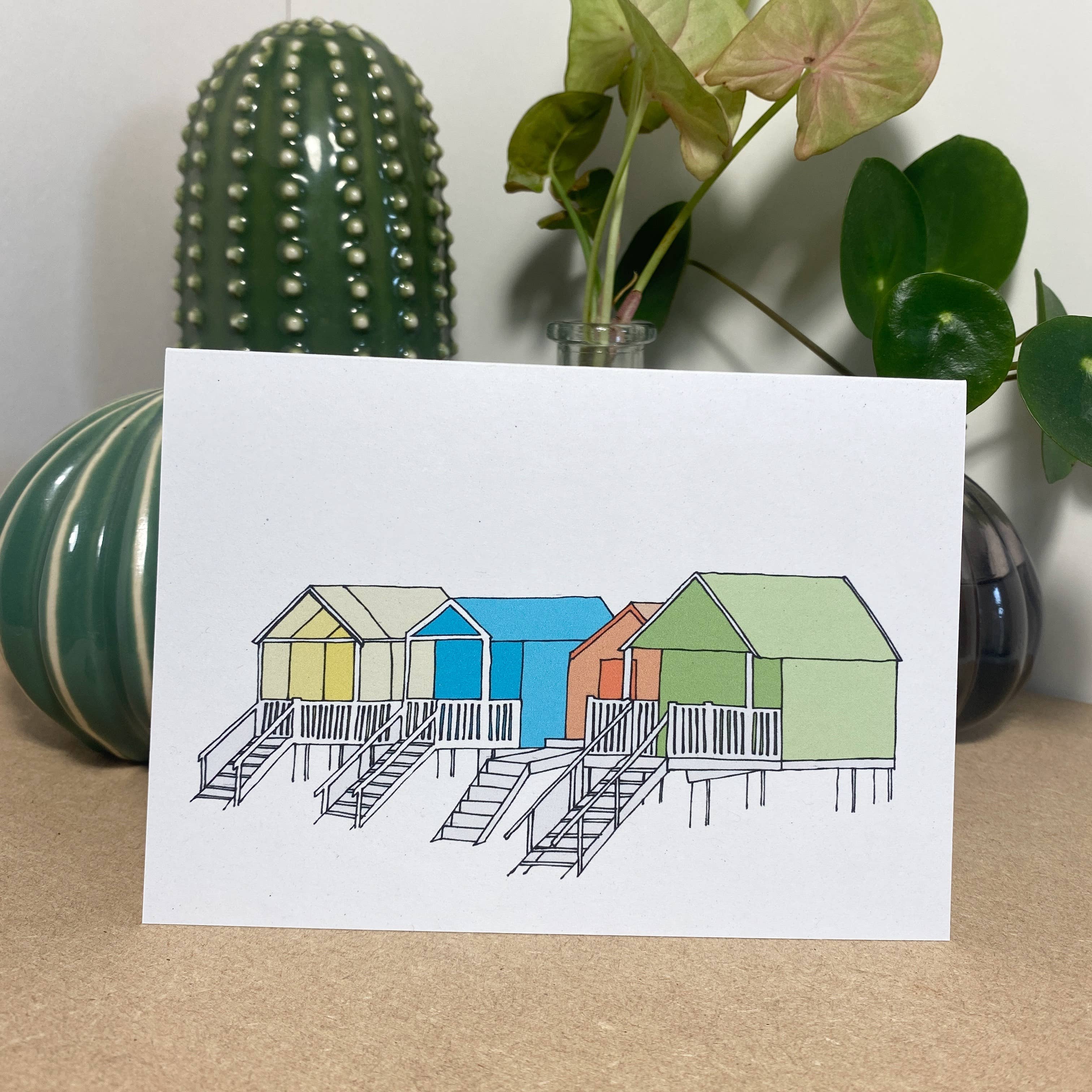 Beach Huts Greeting Card