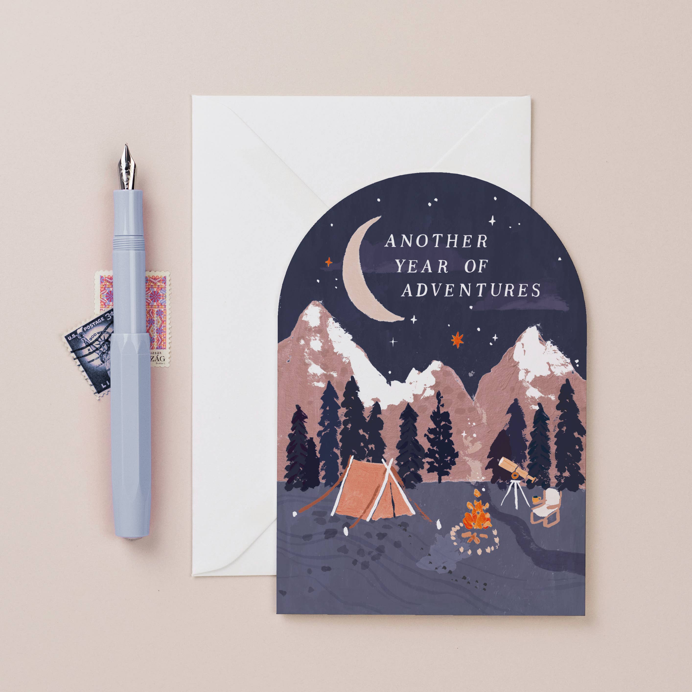 Another Year Of Adventures Wild Camping In Mountains Arch Birthday Greeting Card