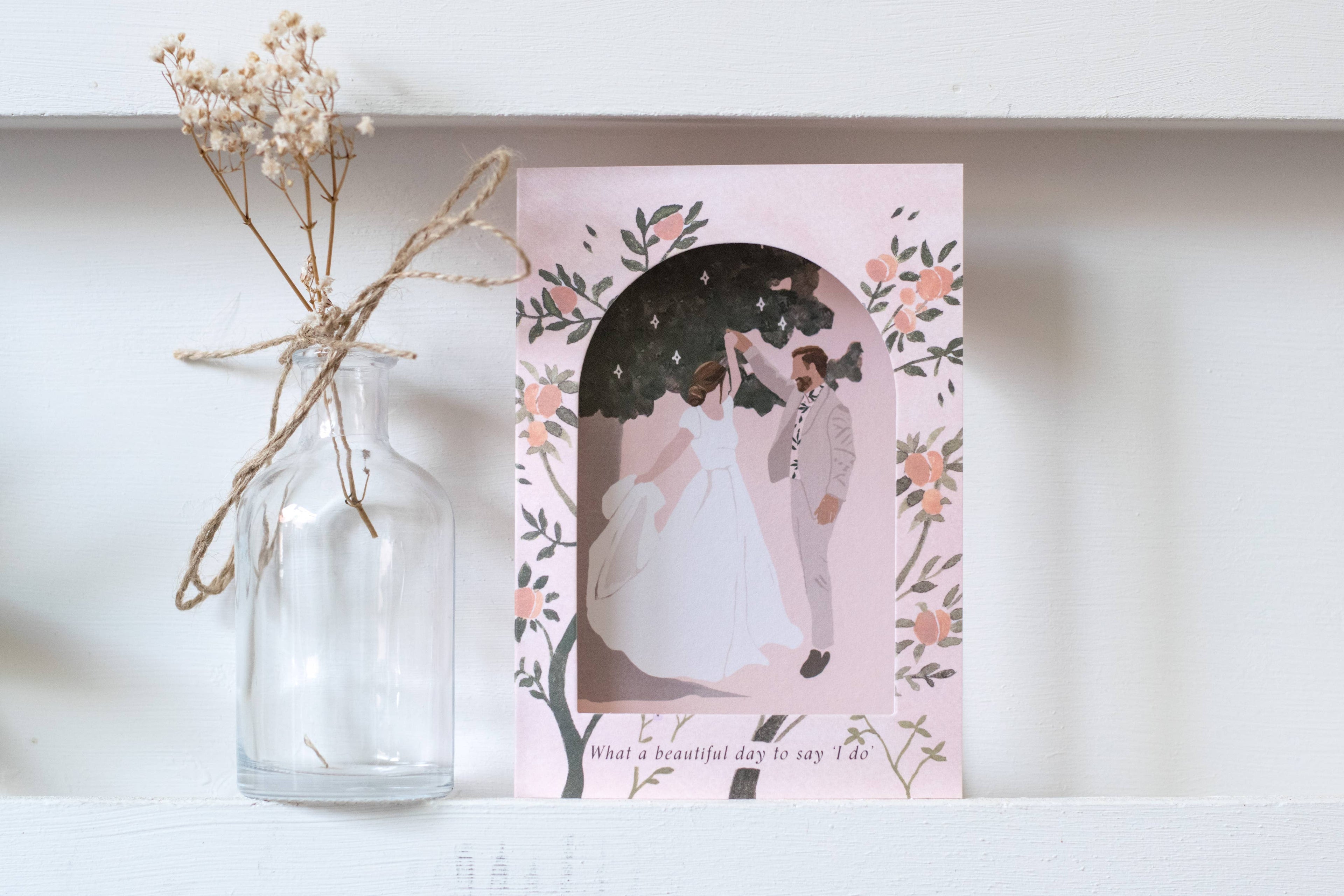 Arch Cut Out Bride & Groom I Do Wedding Greeting Card