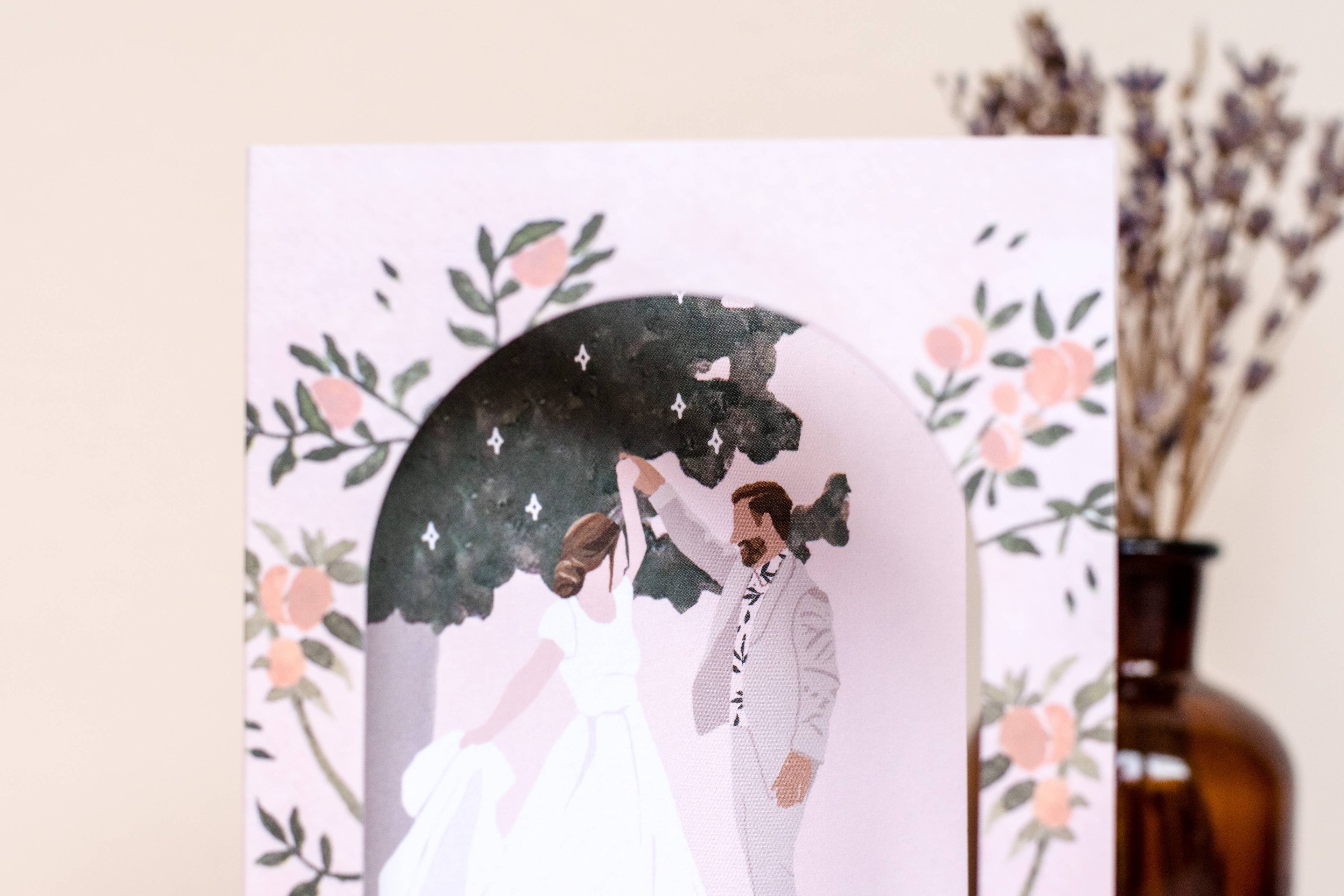 Arch Cut Out Bride & Groom I Do Wedding Greeting Card