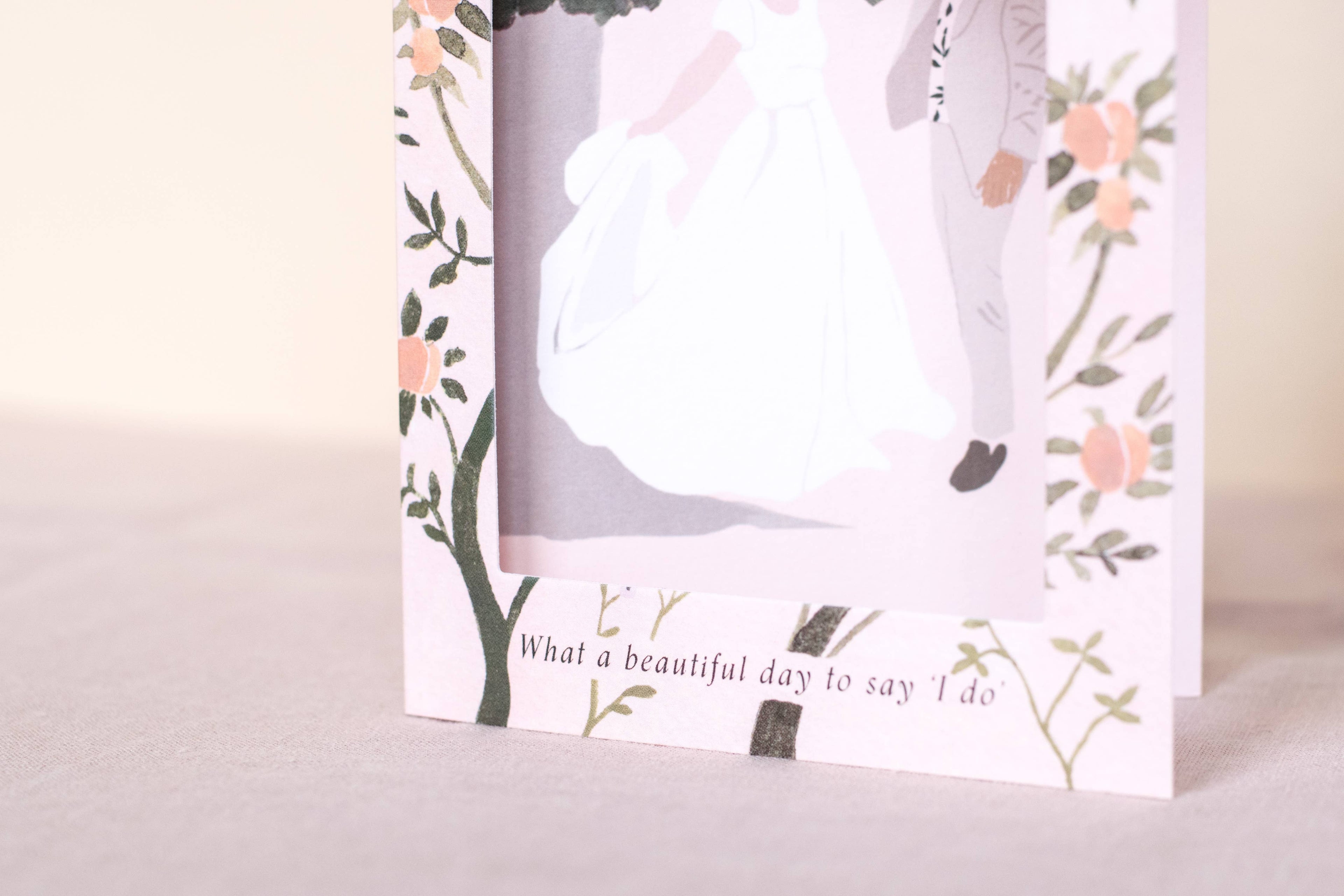 Arch Cut Out Bride & Groom I Do Wedding Greeting Card