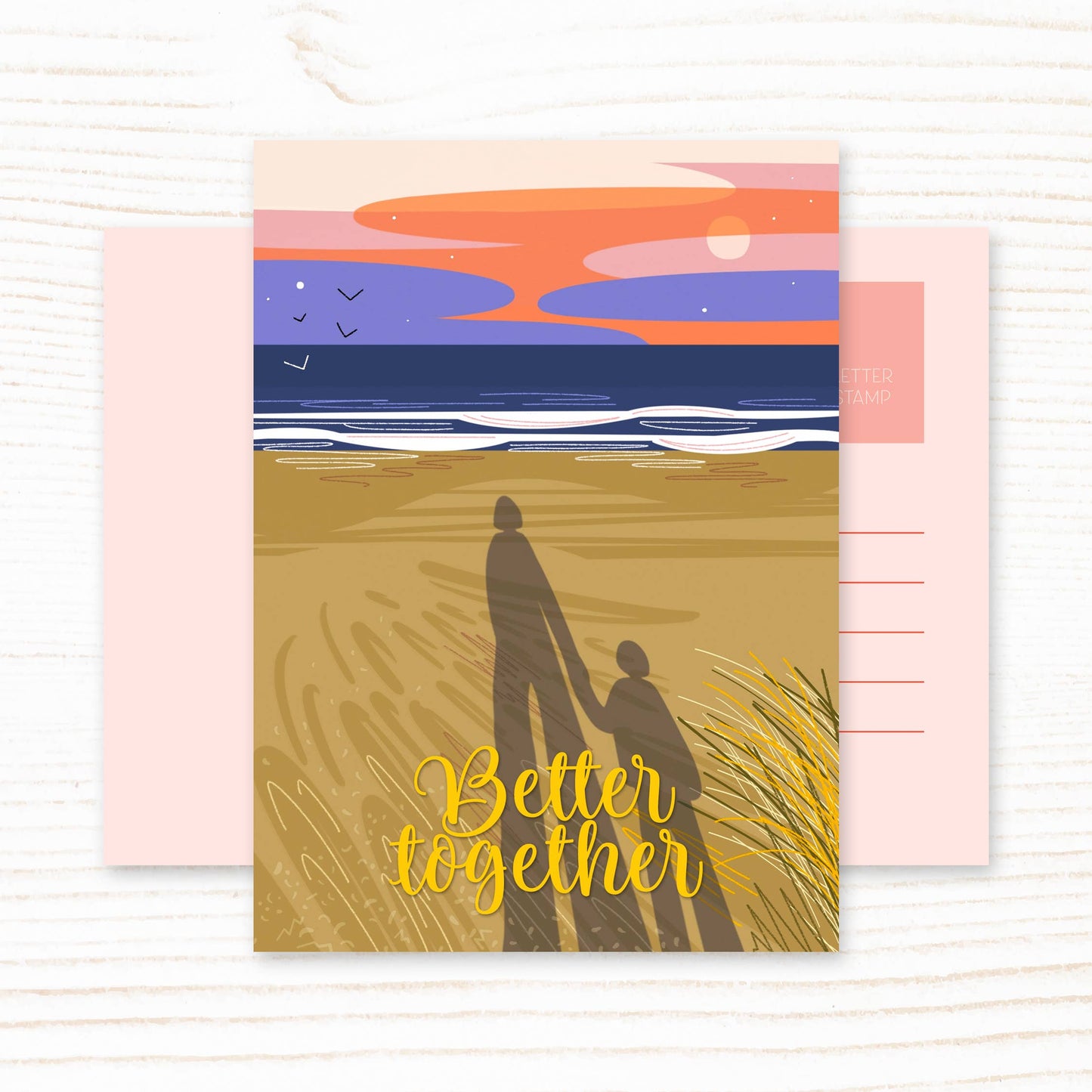 Beach Shadow Better Together Postcard