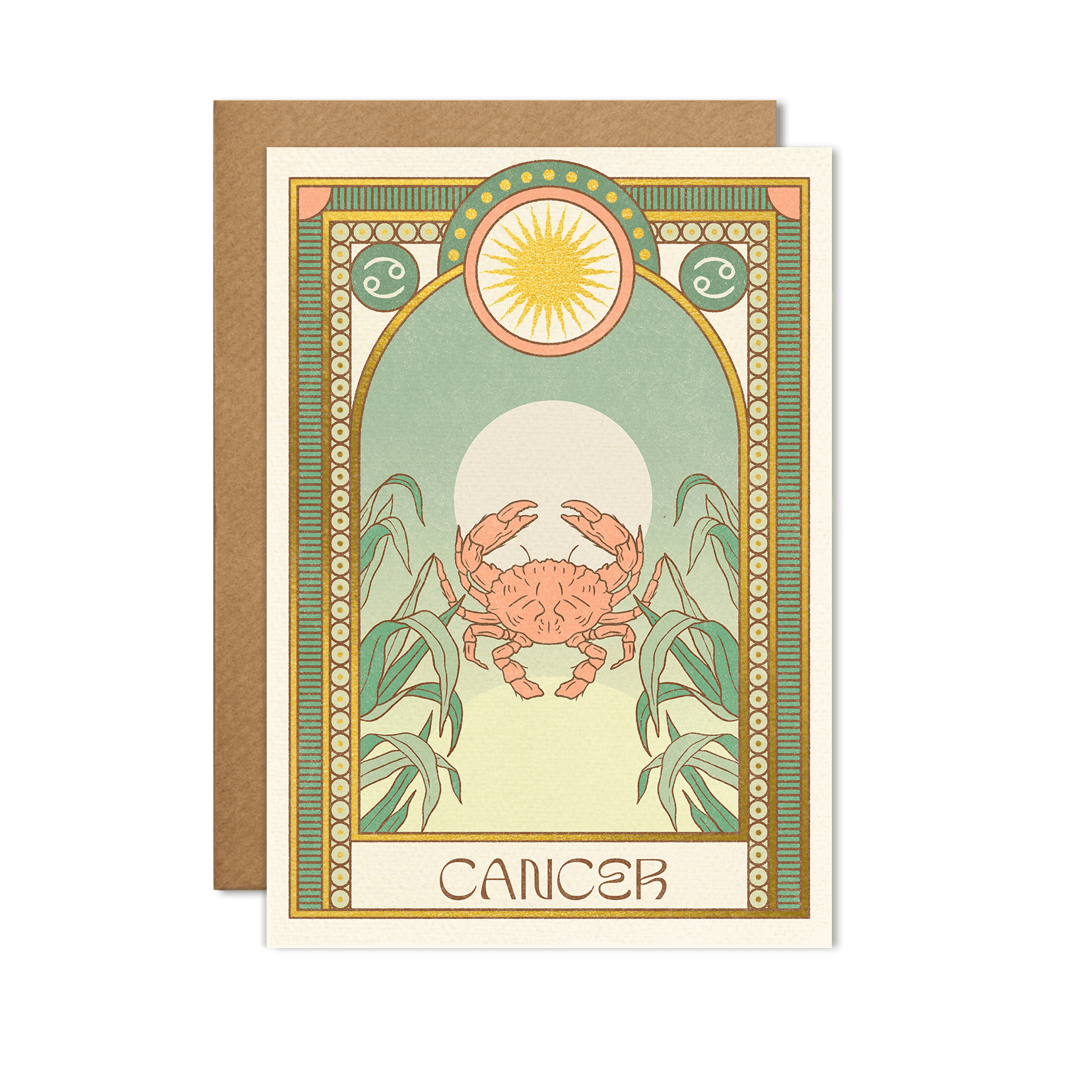 Cancer Crab Zodiac Birthday Greeting Card With Gold Foil Detail