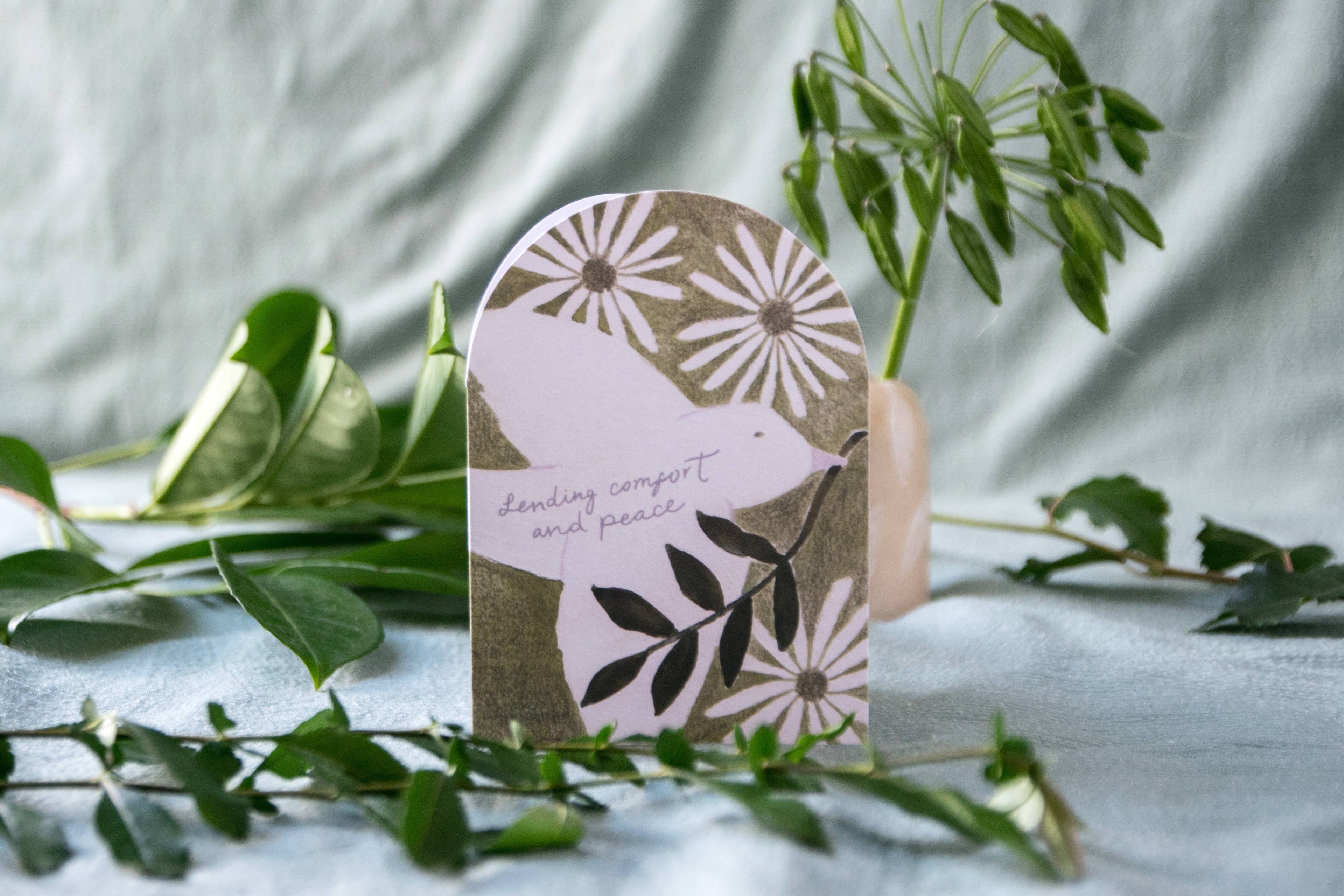 Comfort & Peace White Dove Sympathy Greeting Card