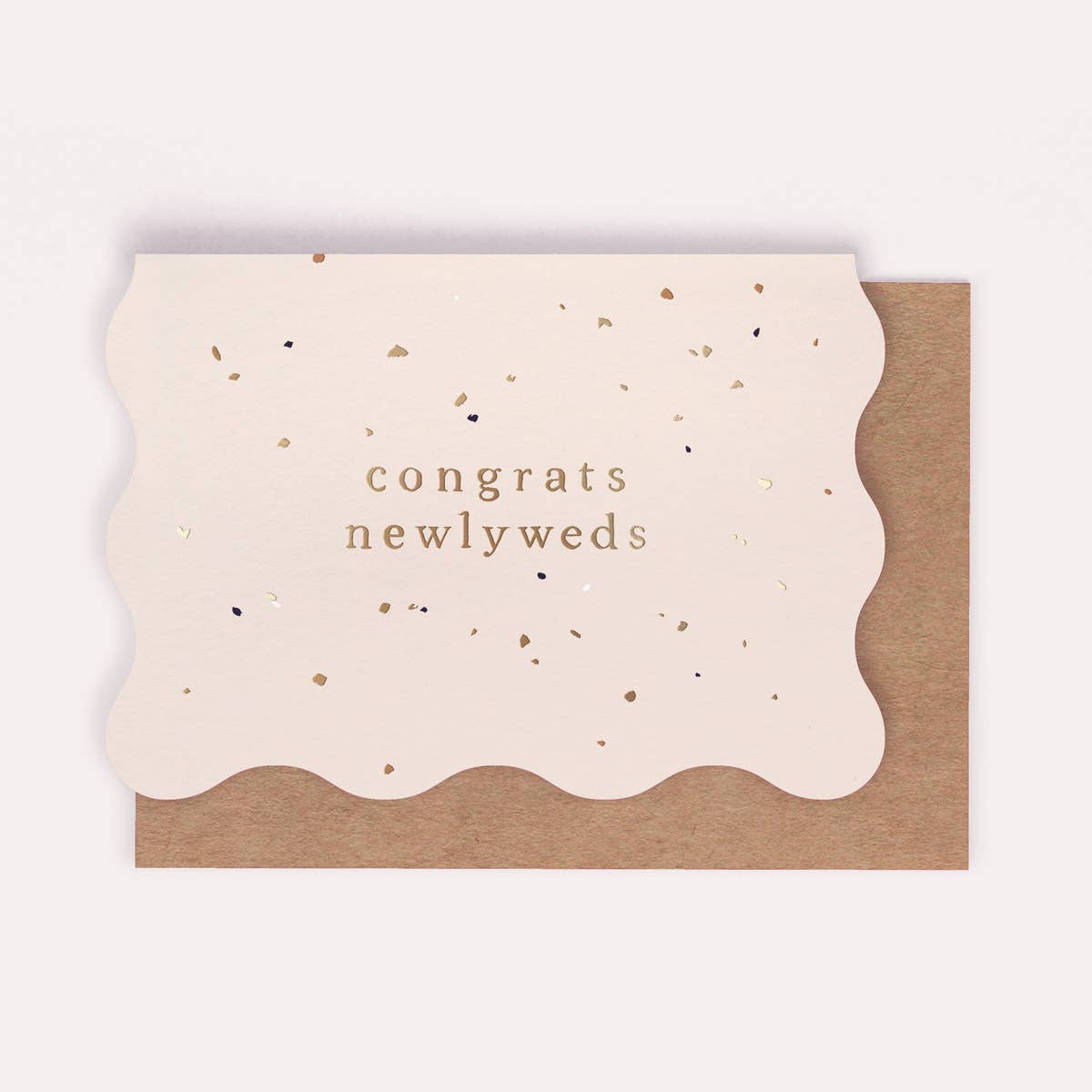 Congrats Newlyweds Scallop Edge Wedding Greeting Card With Gold Foil Detail