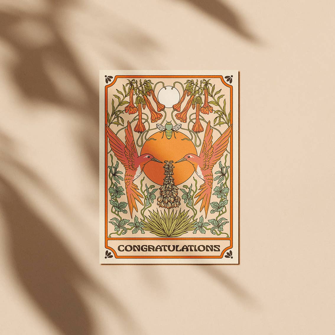 Congratulations Bird Floral Greeting Card