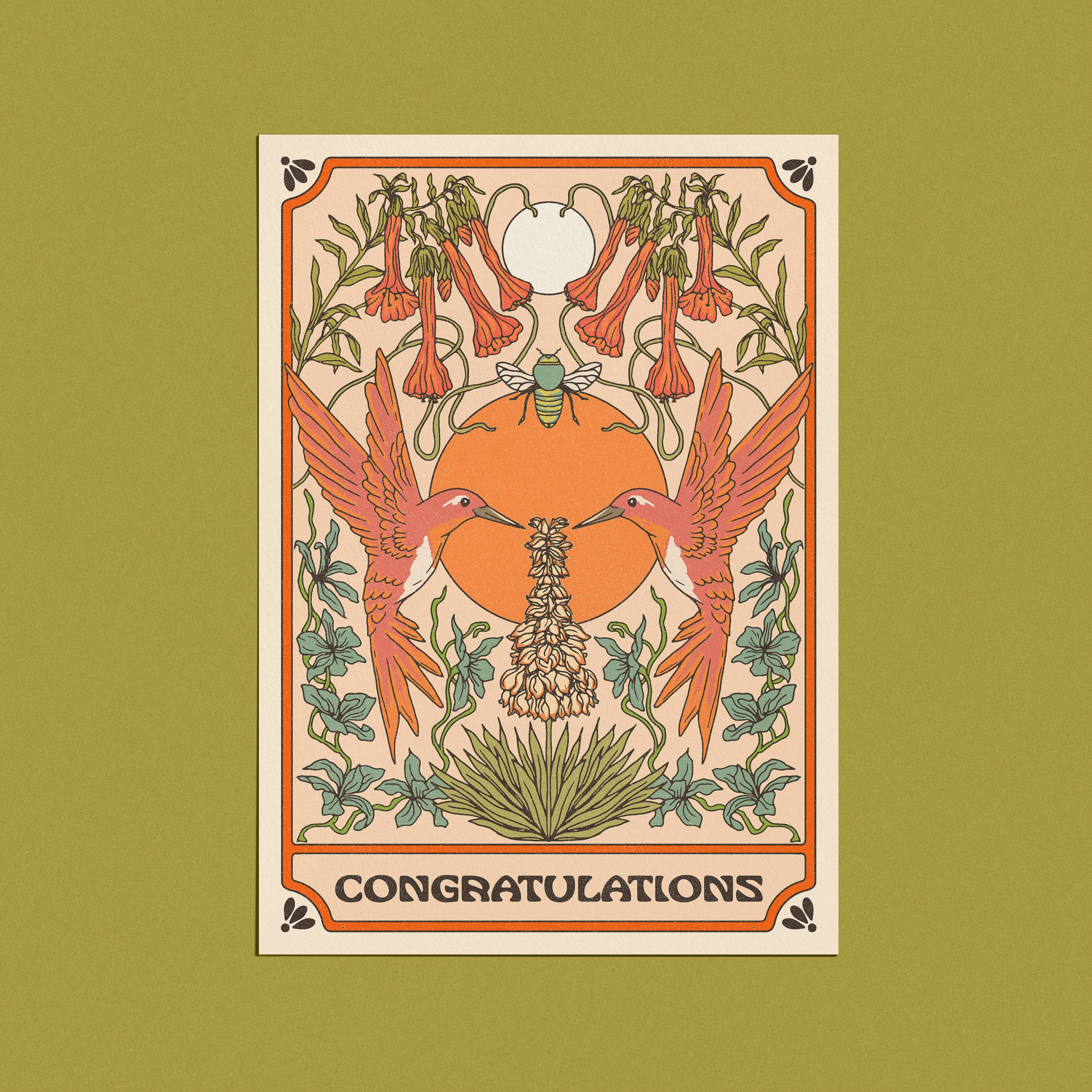 Congratulations Bird Floral Greeting Card