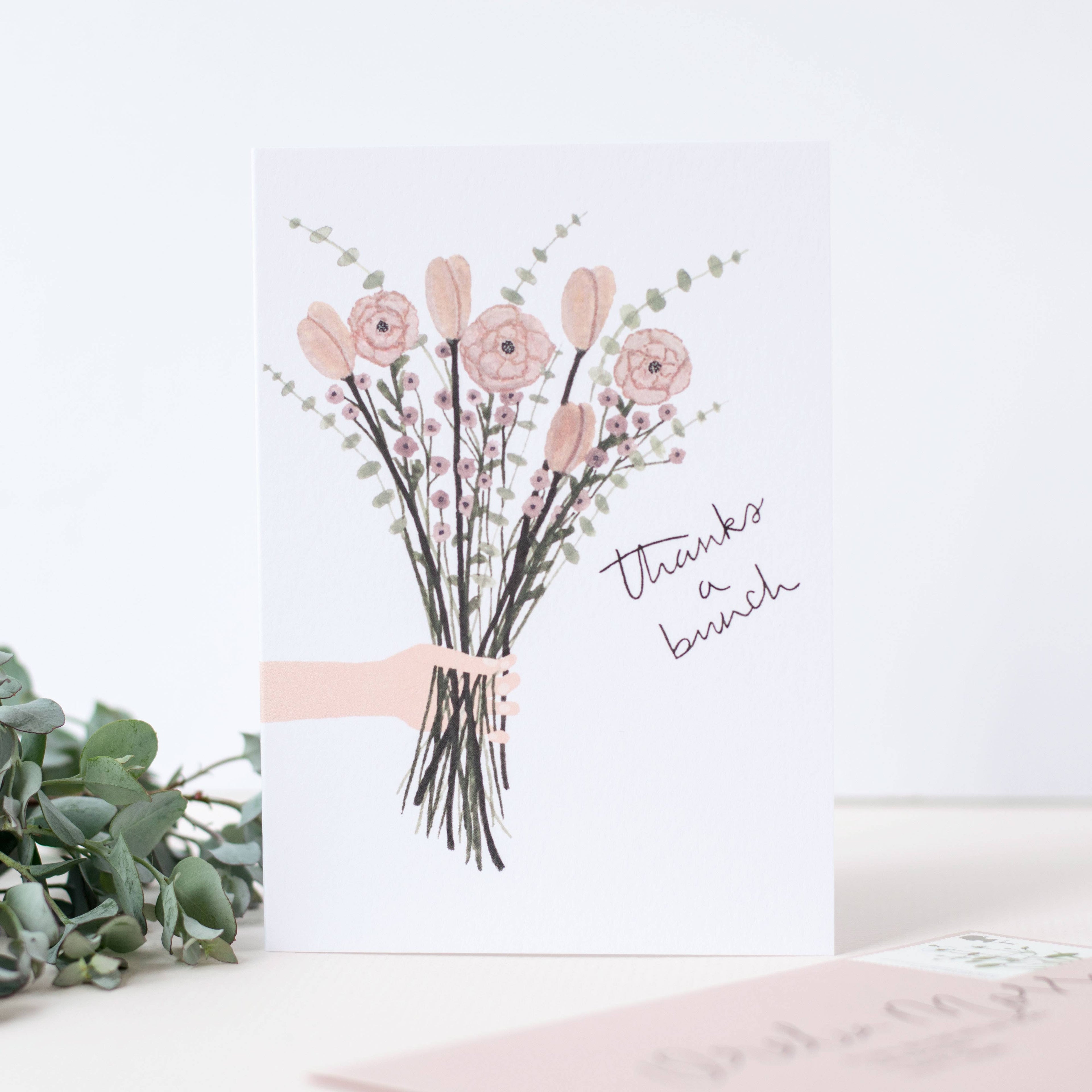 Flower Bouquet Thanks A Bunch Thank You Greeting Card