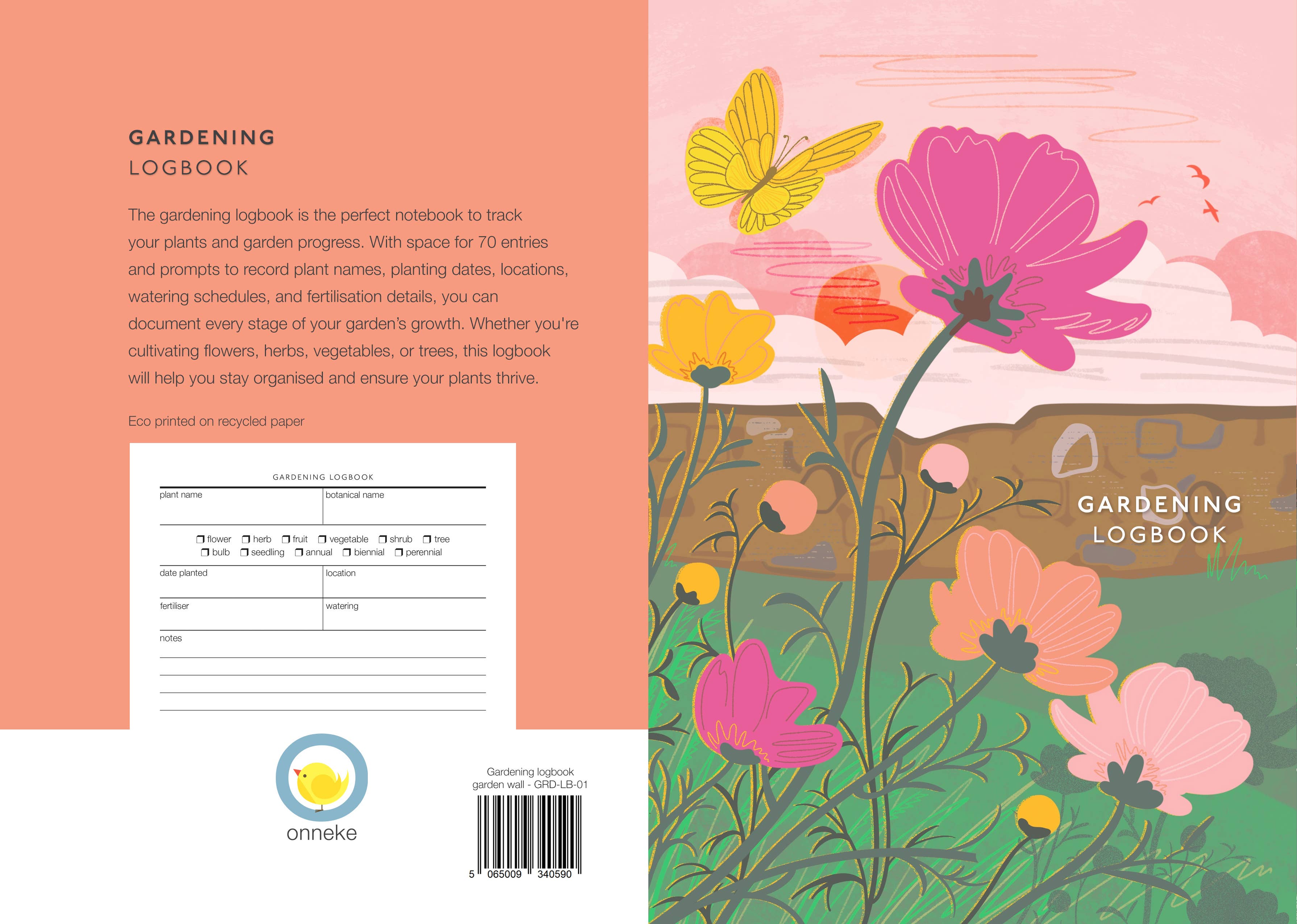 Gardening Journal Logbook Flowers & Butterfly Back