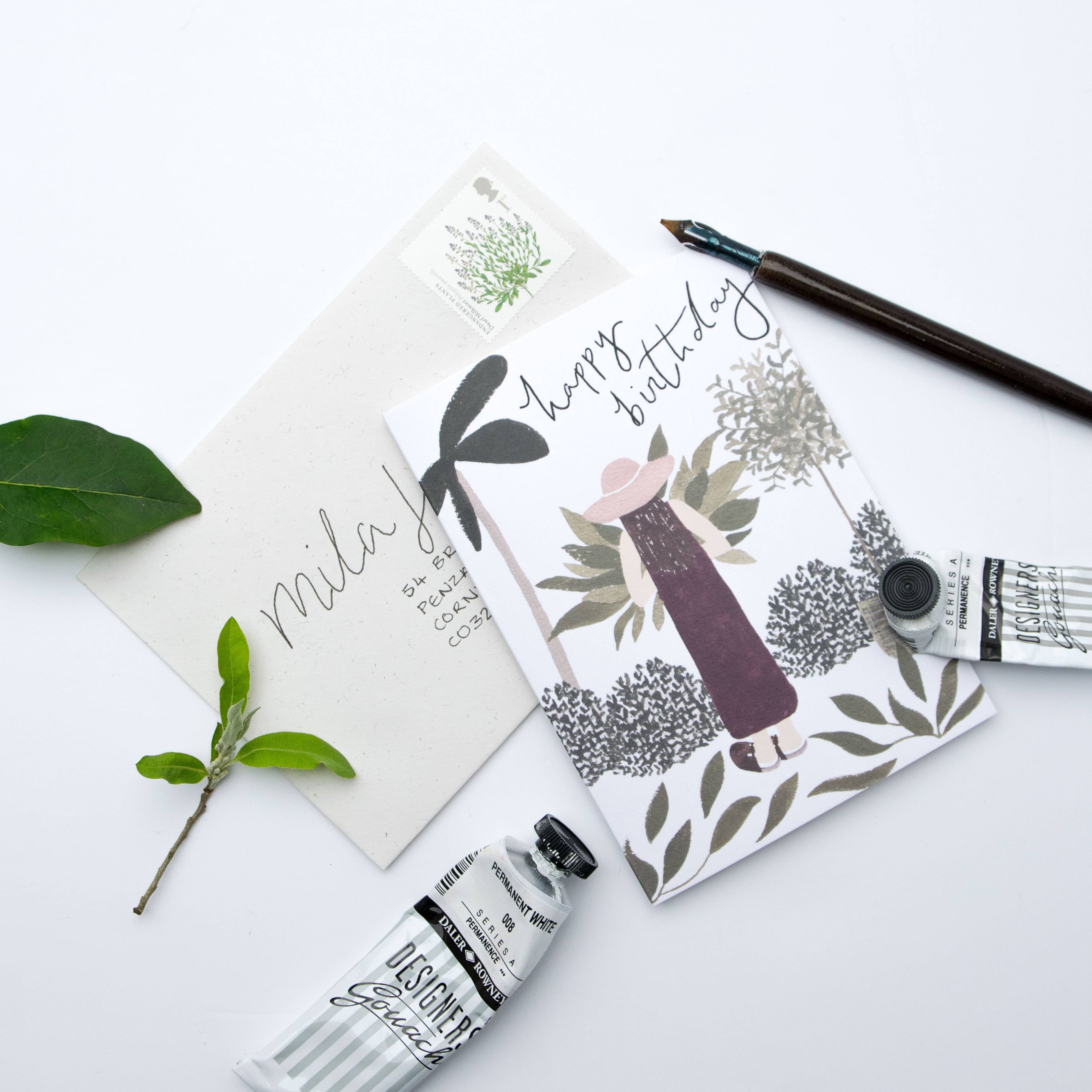 Girl Plants Birthday Greeting Card