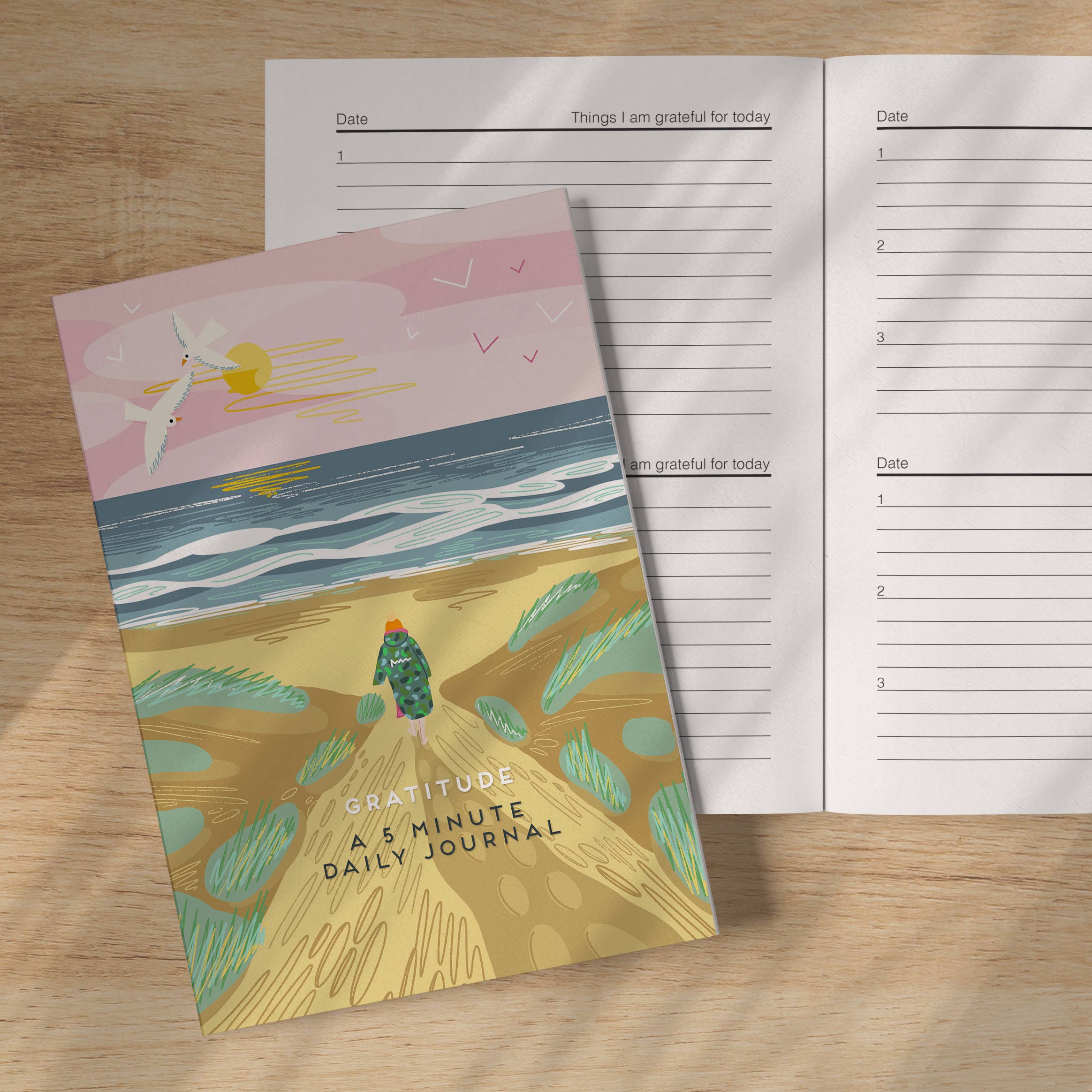 Gratitude 5 Minute Journal Coastal Beach Inside