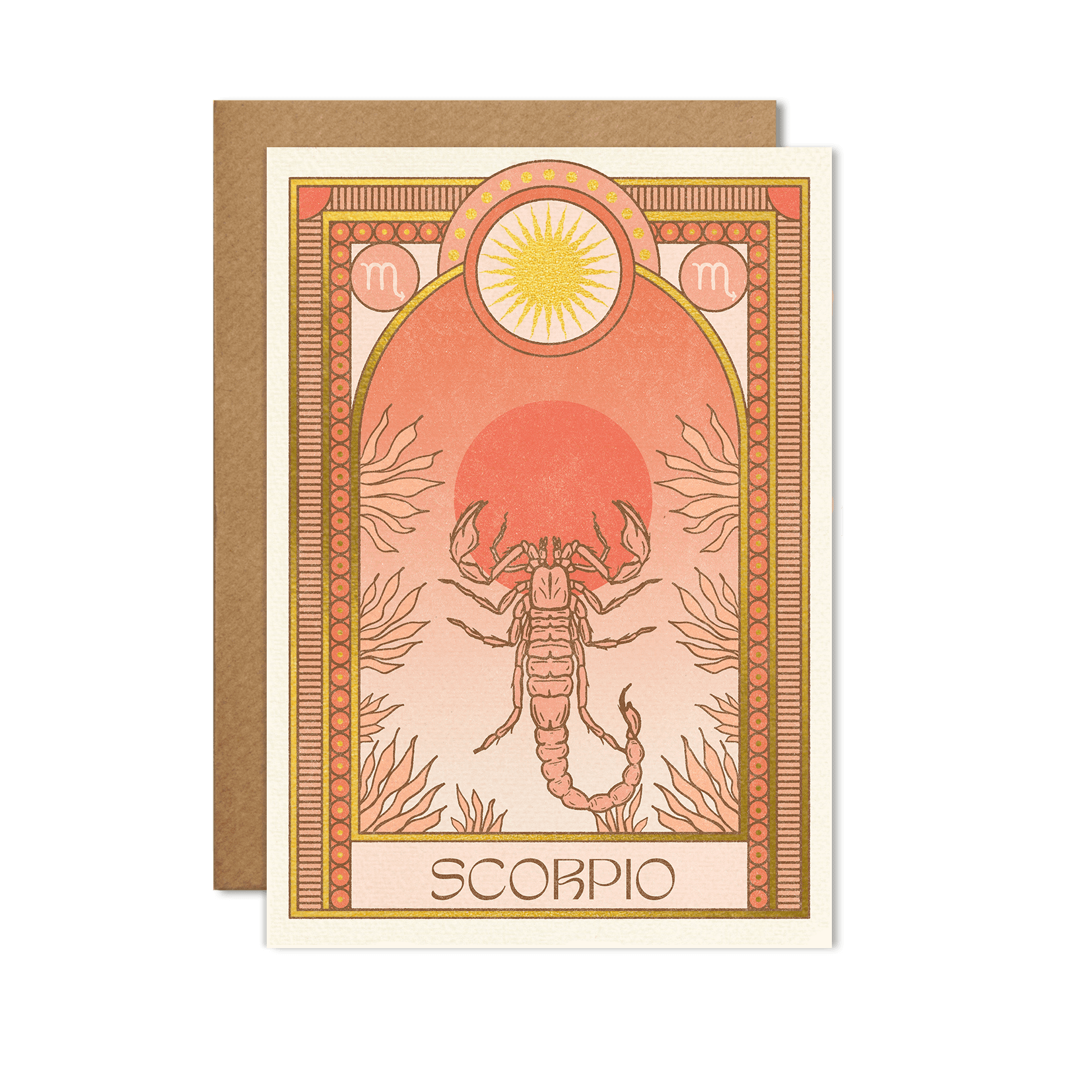 Illustrated Scorpio Zodiac Birthday Greeting Card With Gold Foil Detail