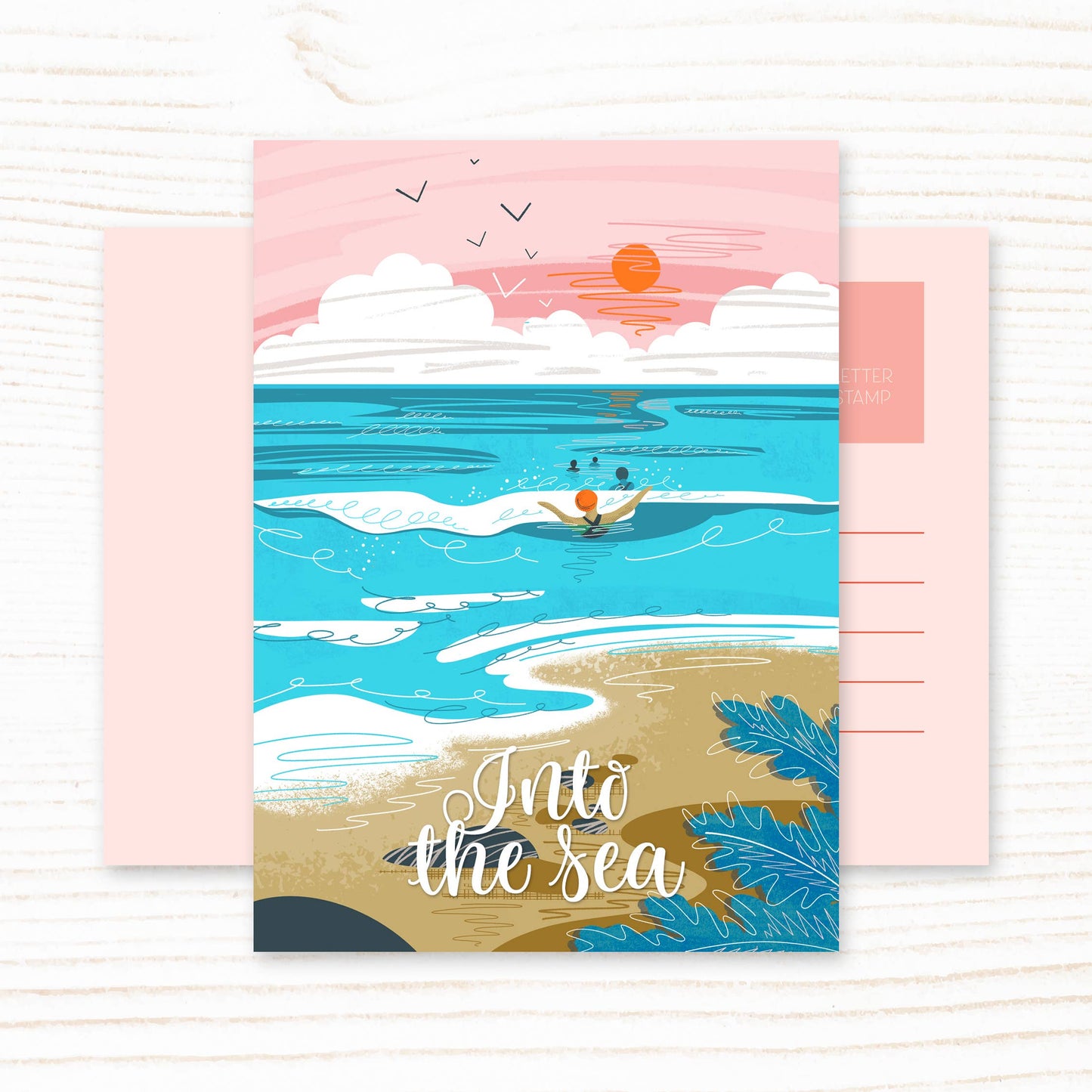 Into The Sea Swimmer Postcard