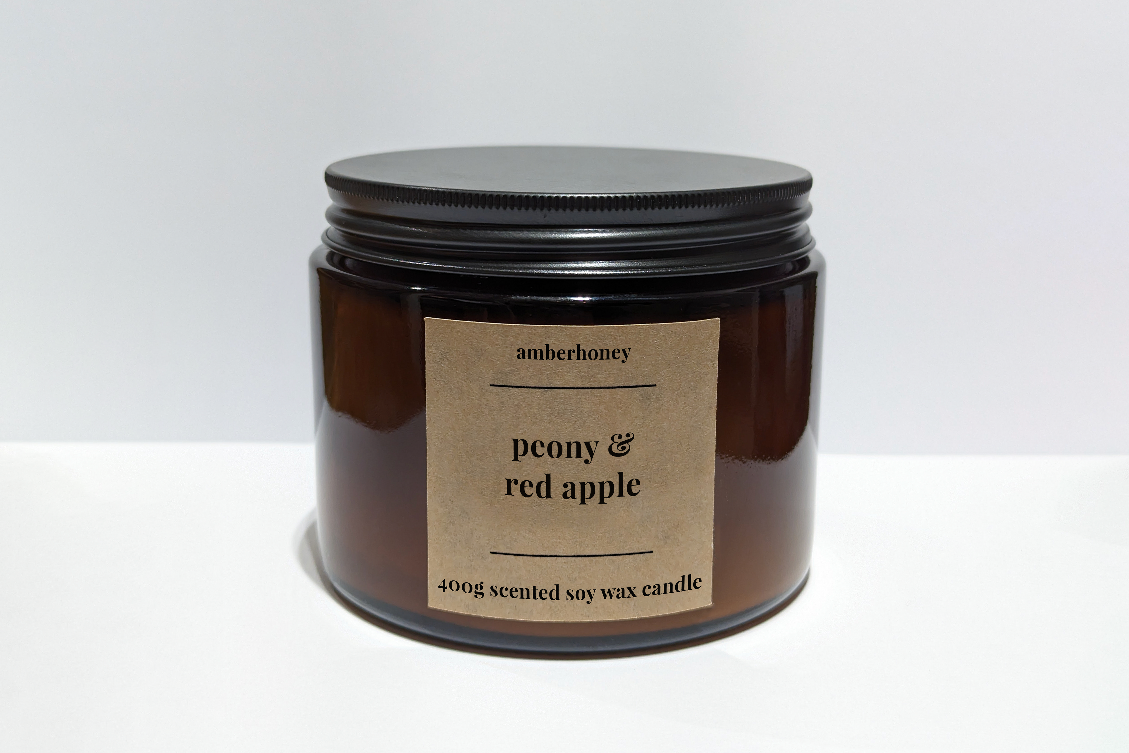 Large Peony & Red Apple Soy Wax 3 Wick Candle