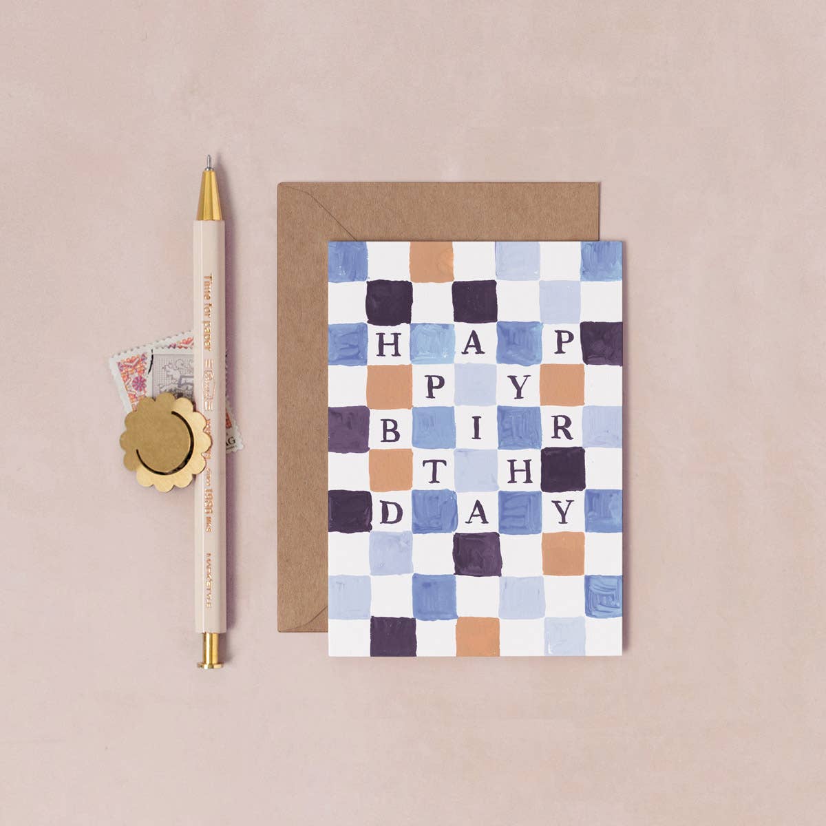 Mini Checkerboard Happy Birthday Greeting Card