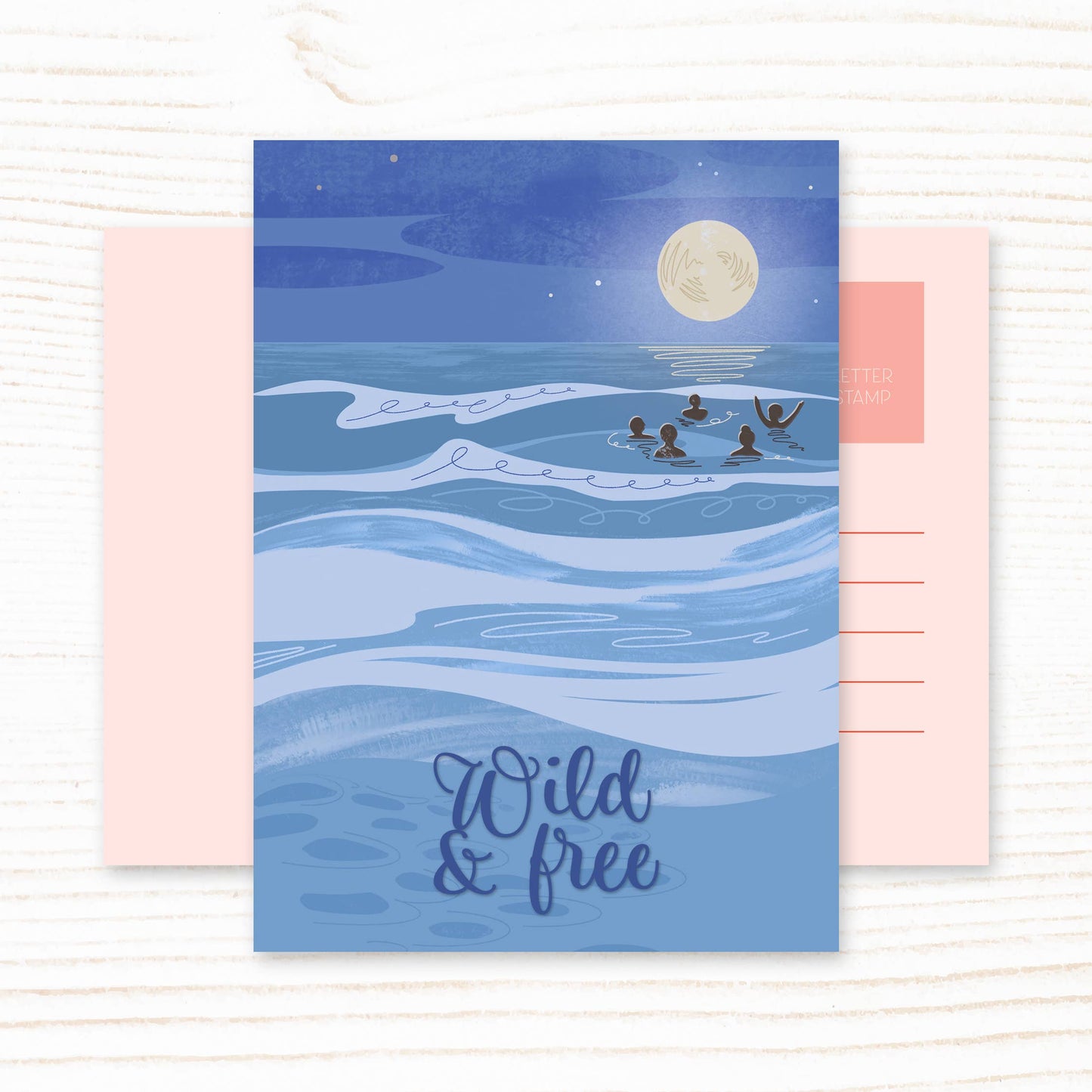 Night Sea Swimmer Wild & Free Postcard