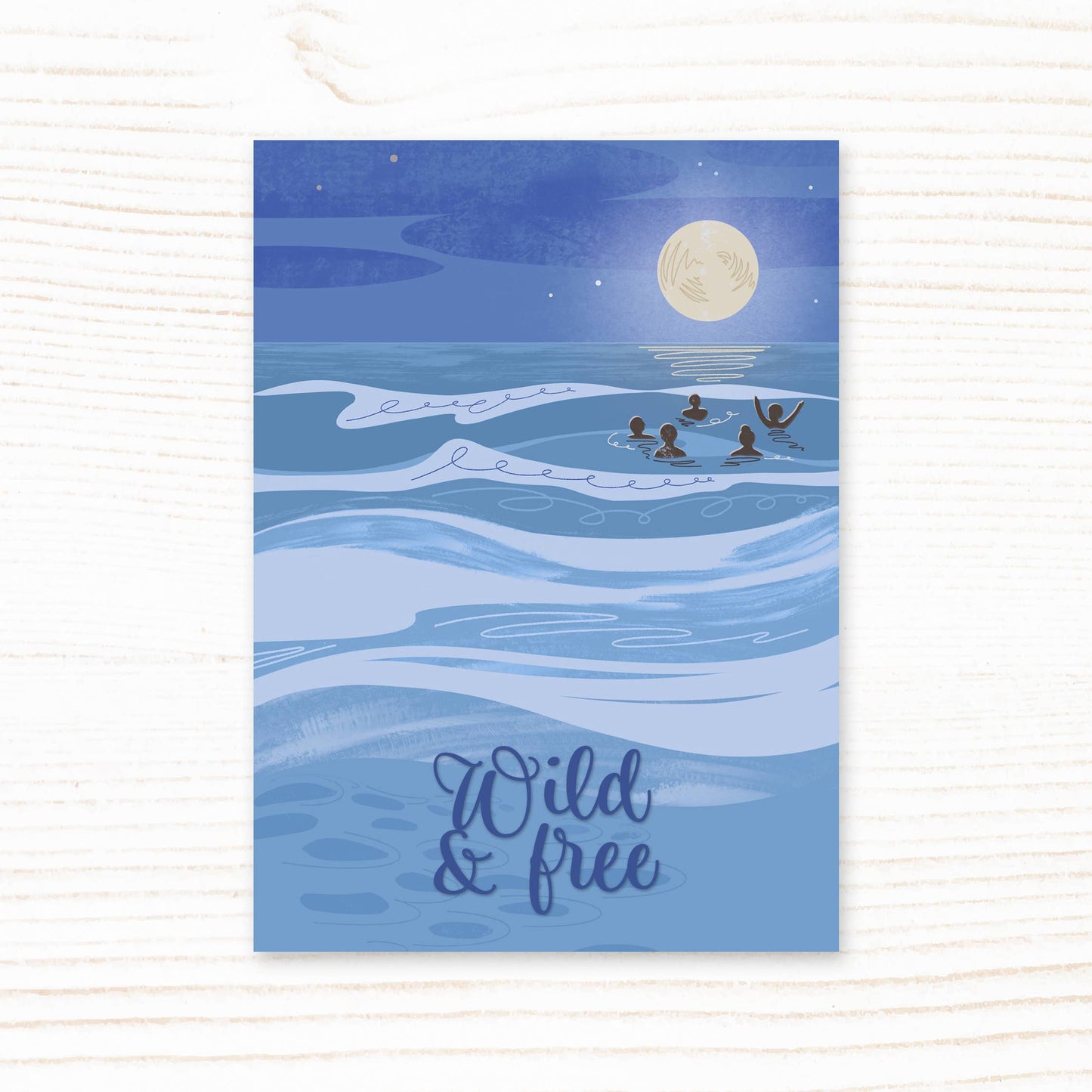 Night Sea Swimmer Wild & Free Postcard