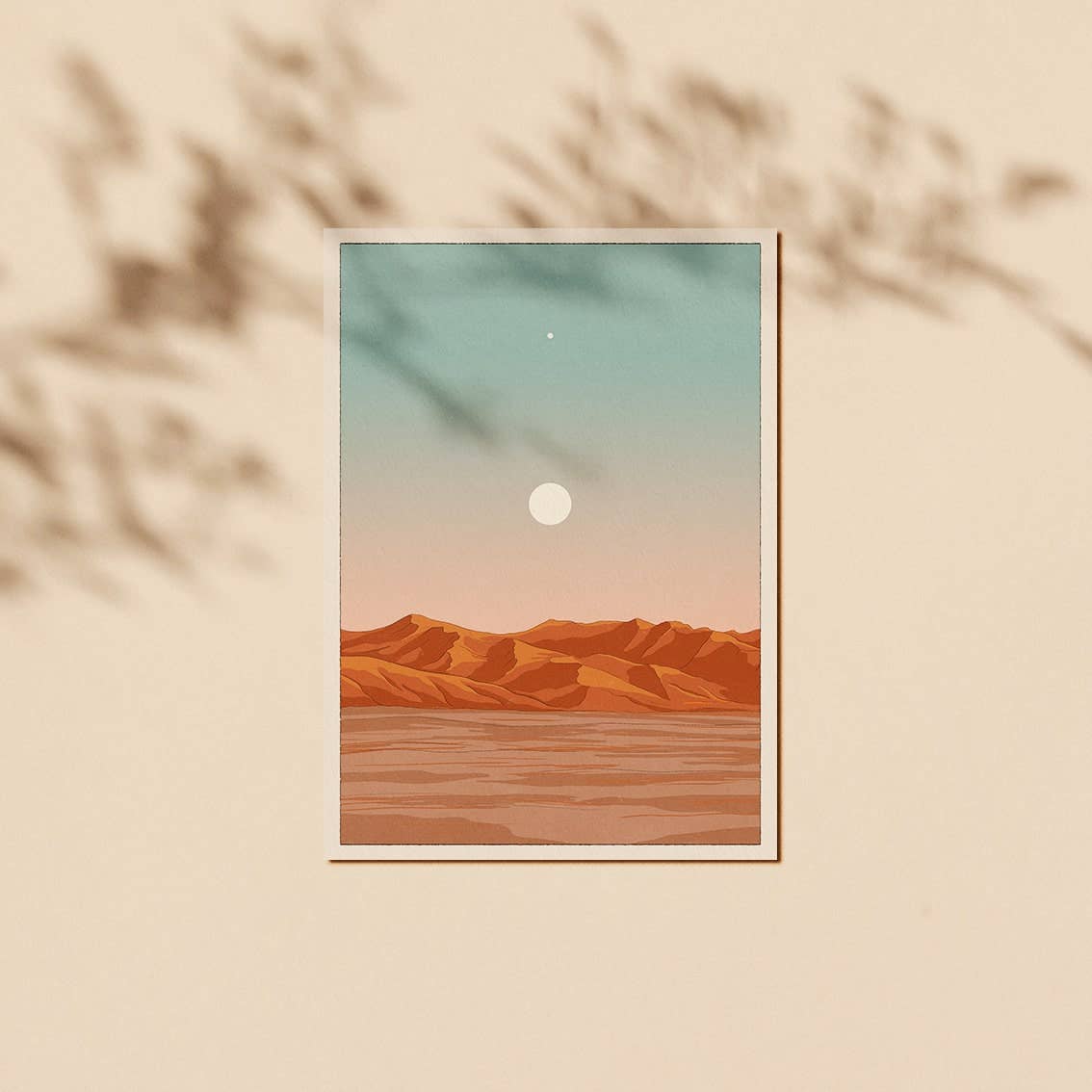 Red Sand Dunes & Moon Desert Greeting Card