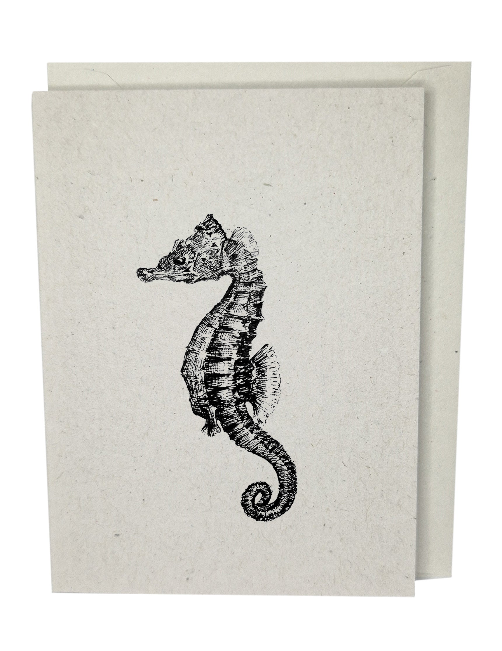 Seahorse Recycled Paper Brown Blank Greeting Card