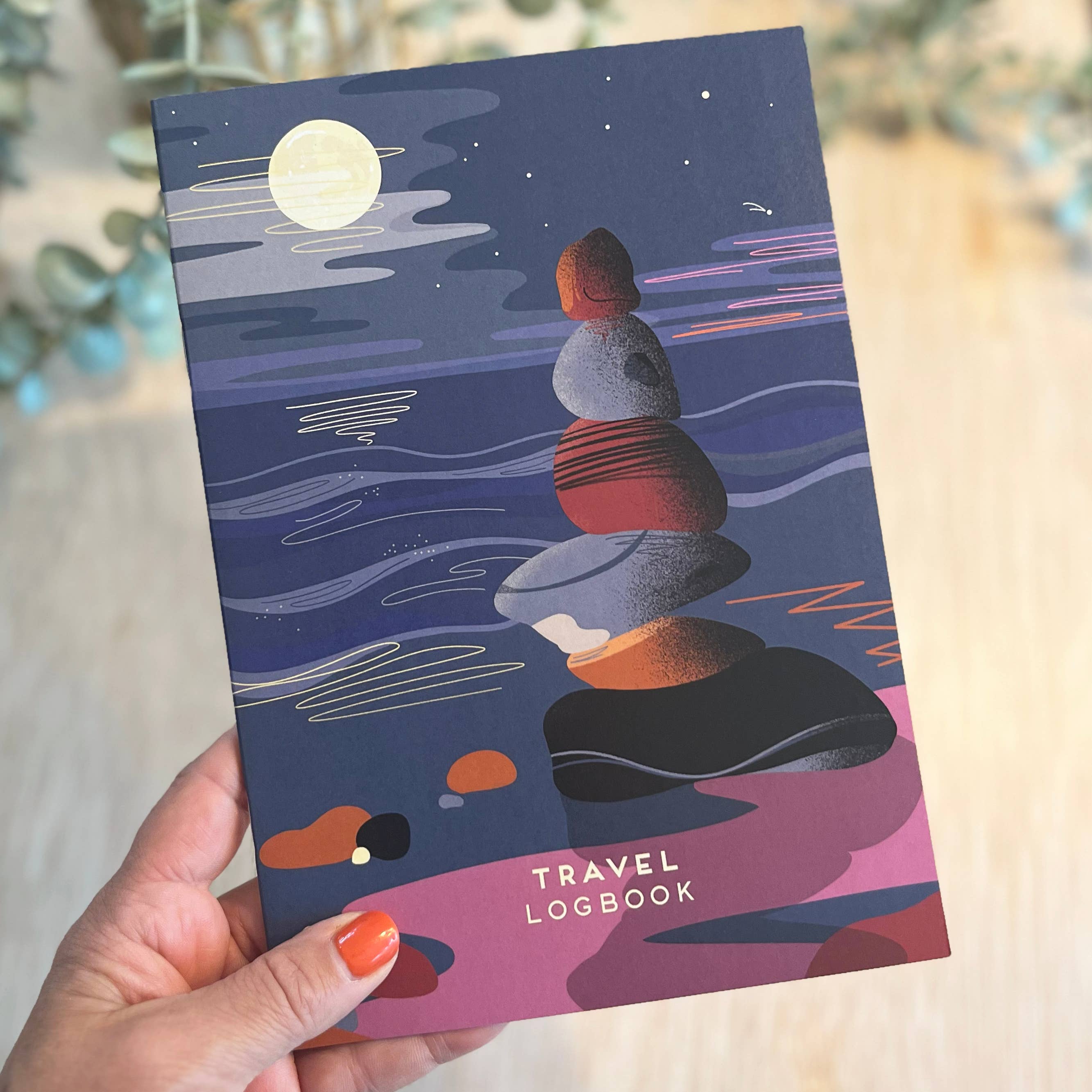 Travel Logbook Journal Ocean Pebble Stack