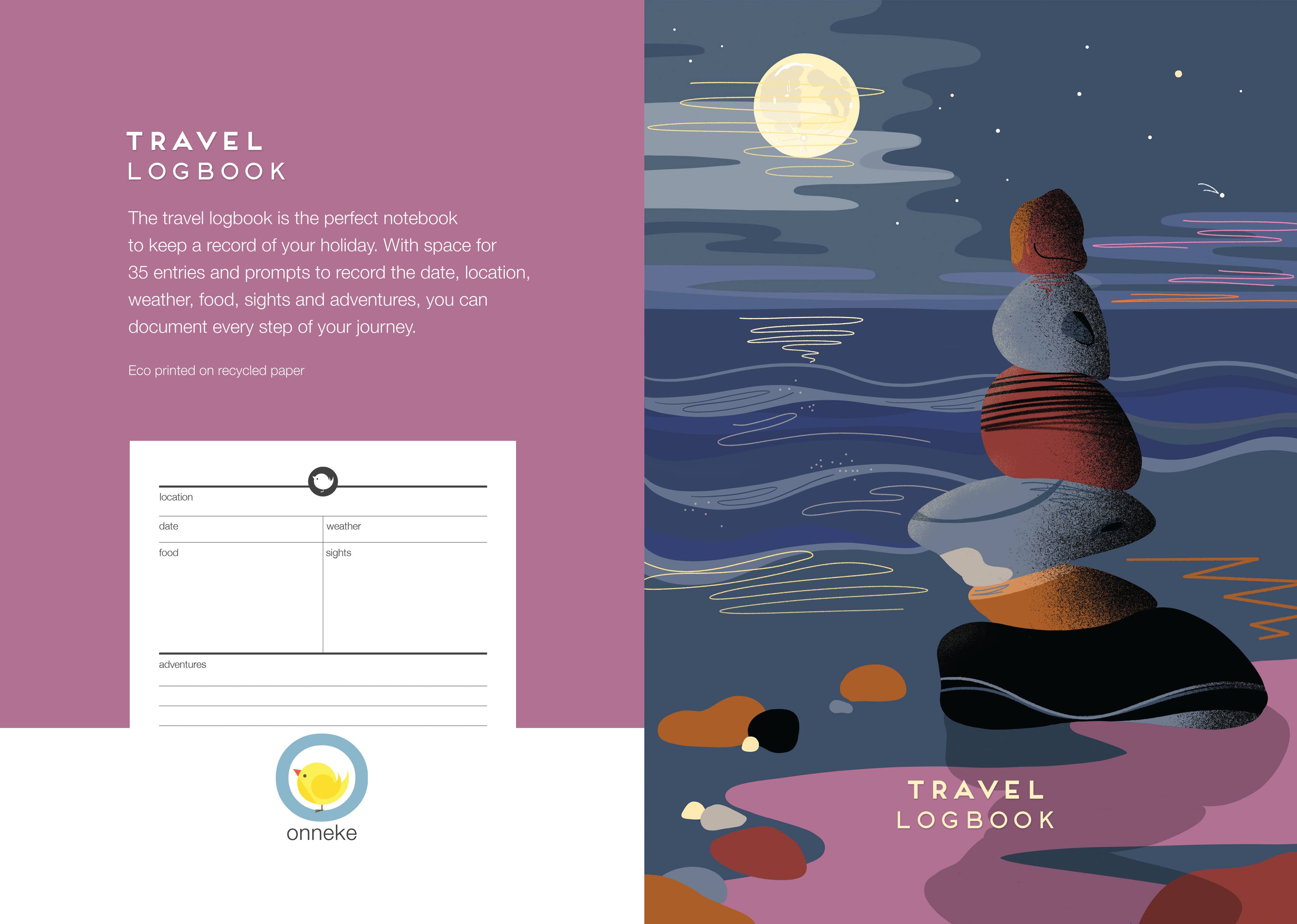 Travel Logbook Journal Ocean Pebble Stack Back Cover