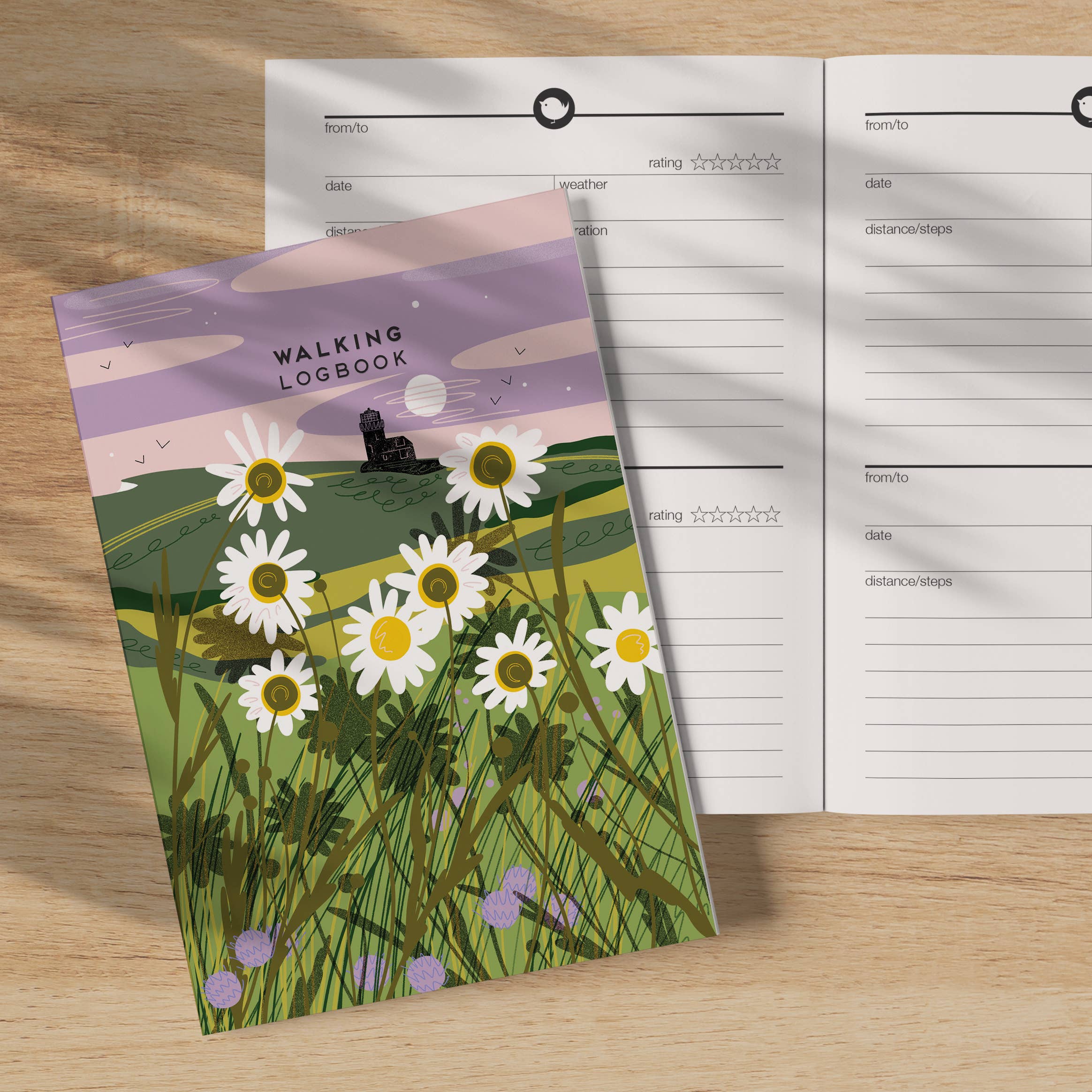 Walking Logbook Journal Floral Lighthouse Inside