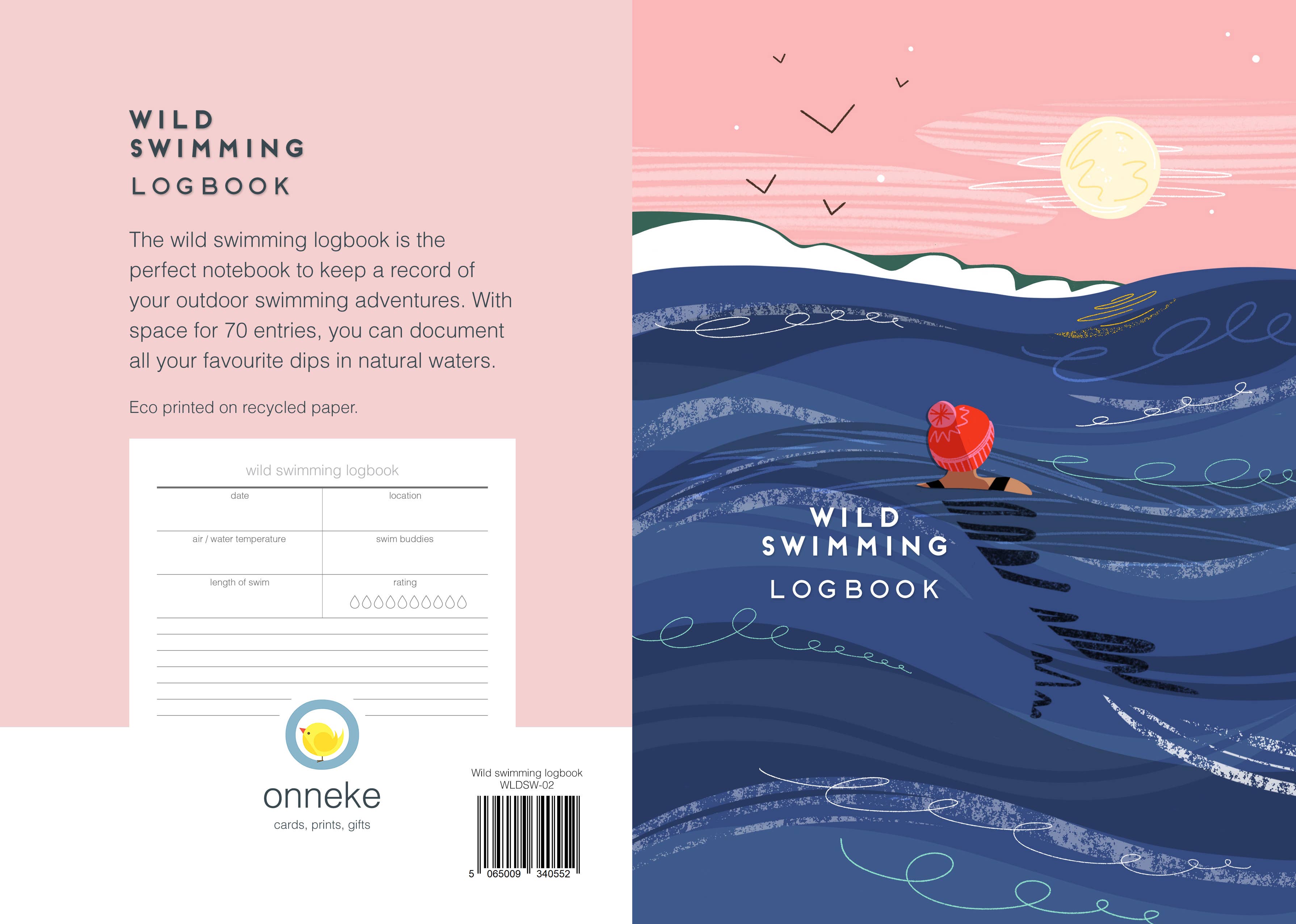 Wild Swimming Journal Logbook Sea Swimmer In Ocean Back