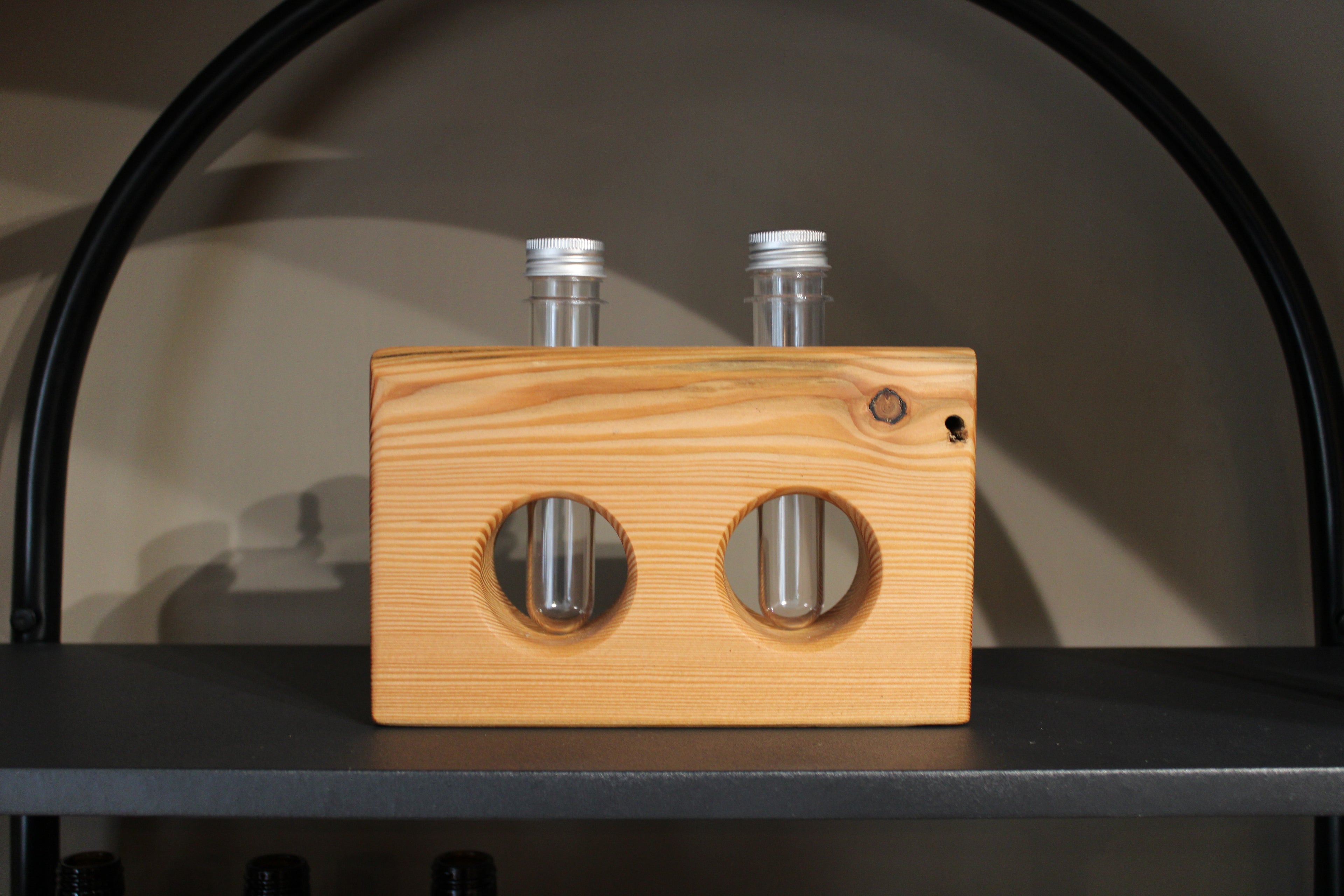 Wooden Double Test Tube Vase Holder