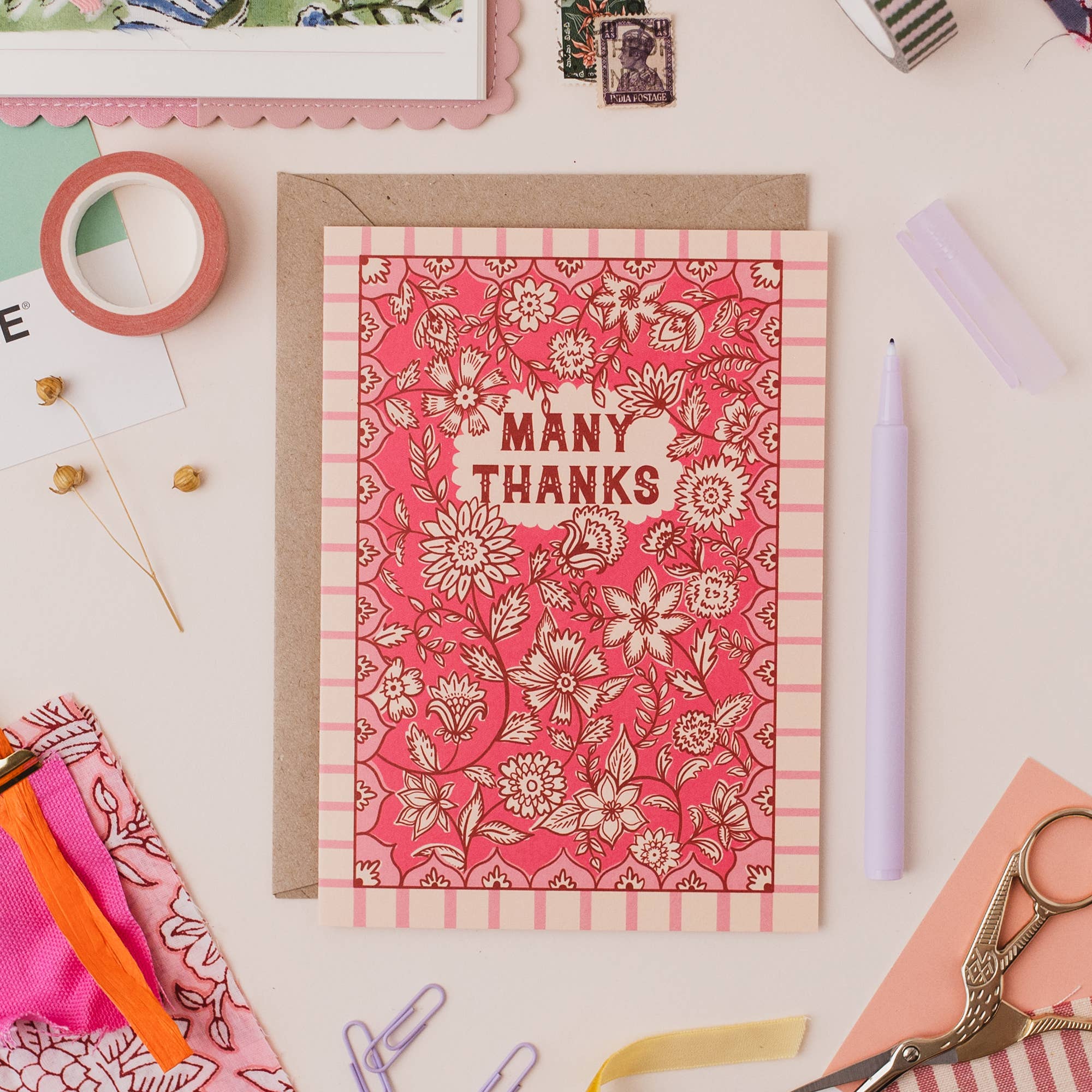 Many Thanks Floral Greeting Card