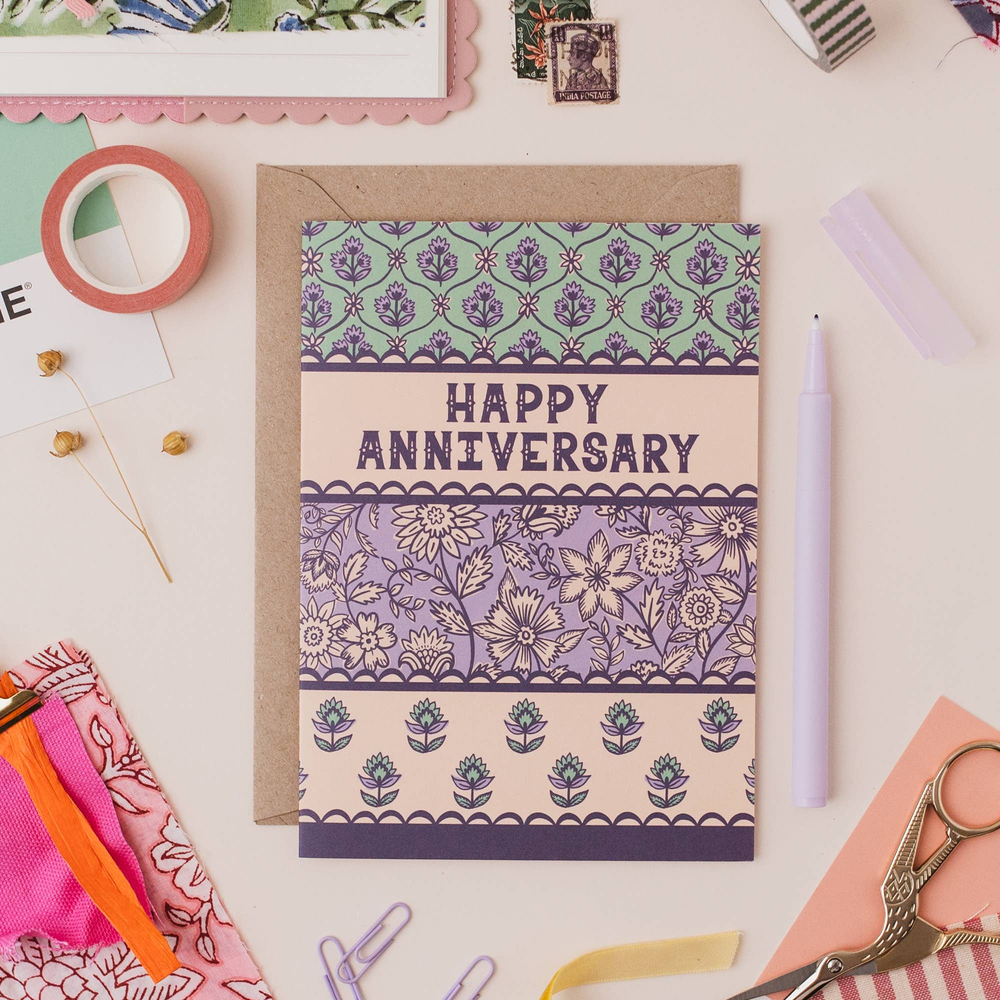 Happy Anniversary Floral Greeting Card