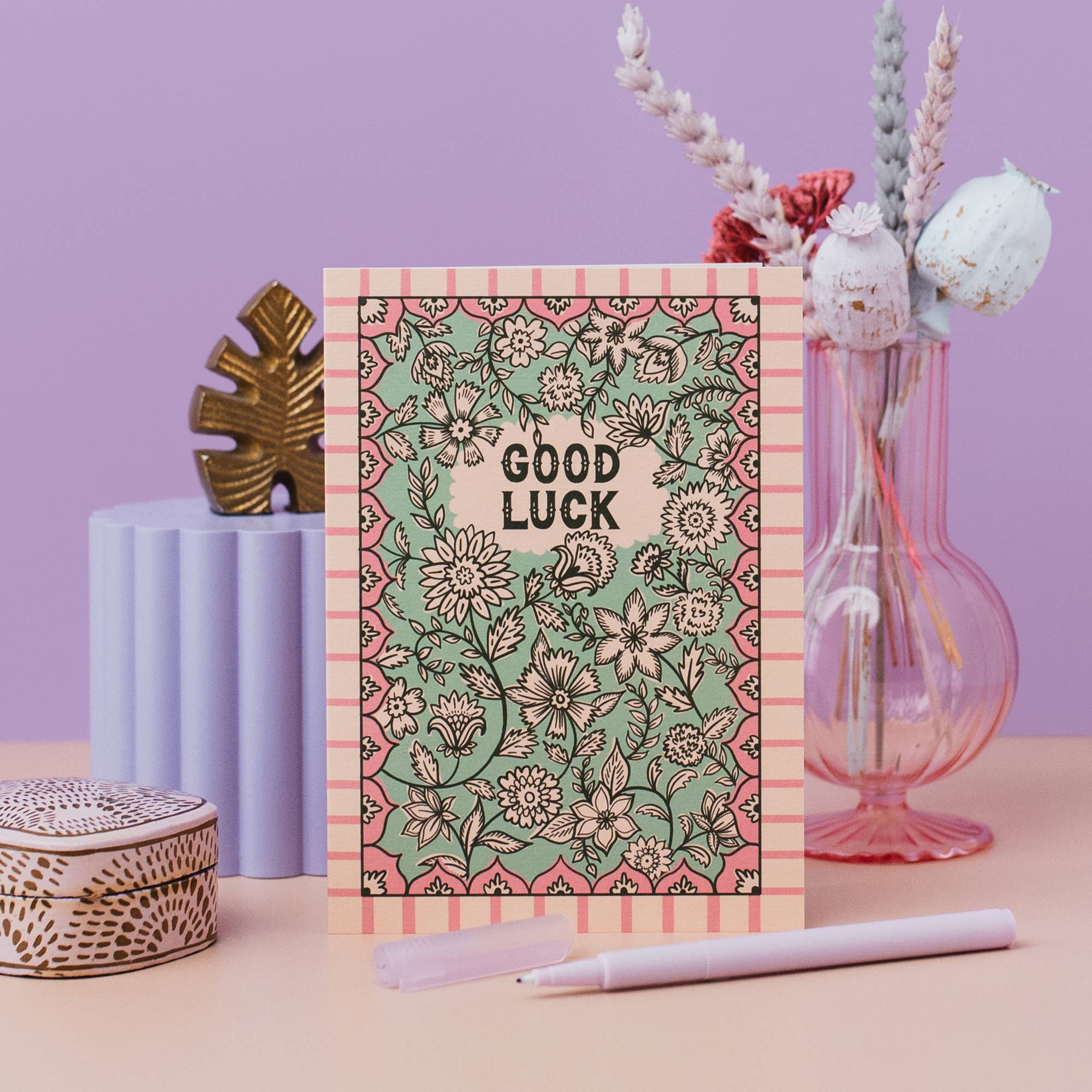 Good Luck Floral Greeting Card