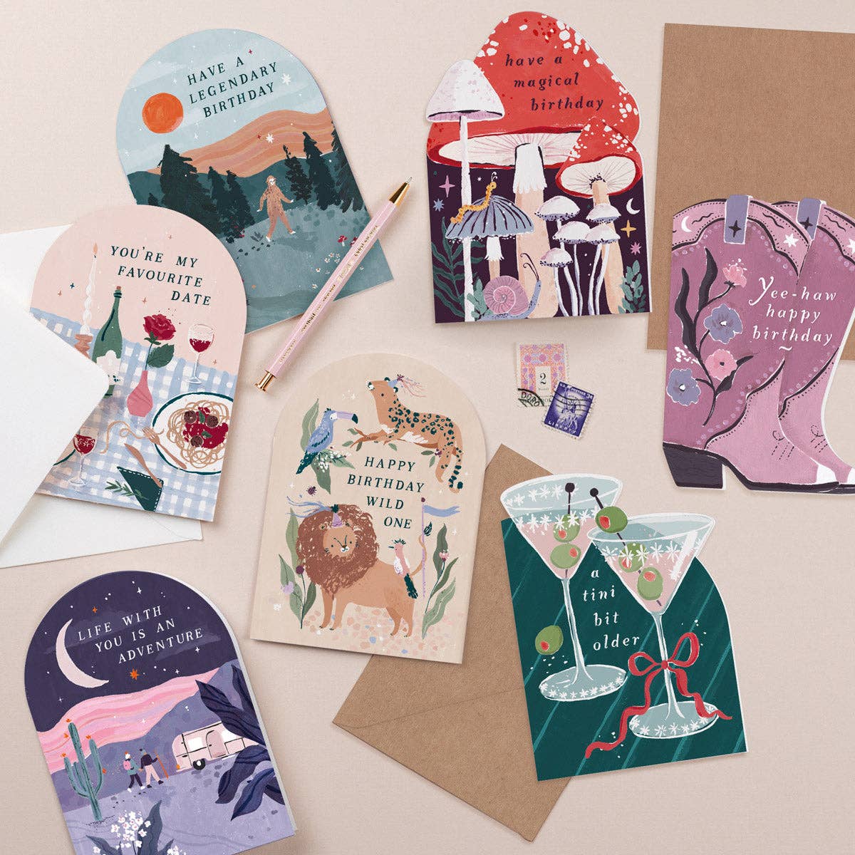 Tini Bit Older Martini Glass Cocktail Birthday Card