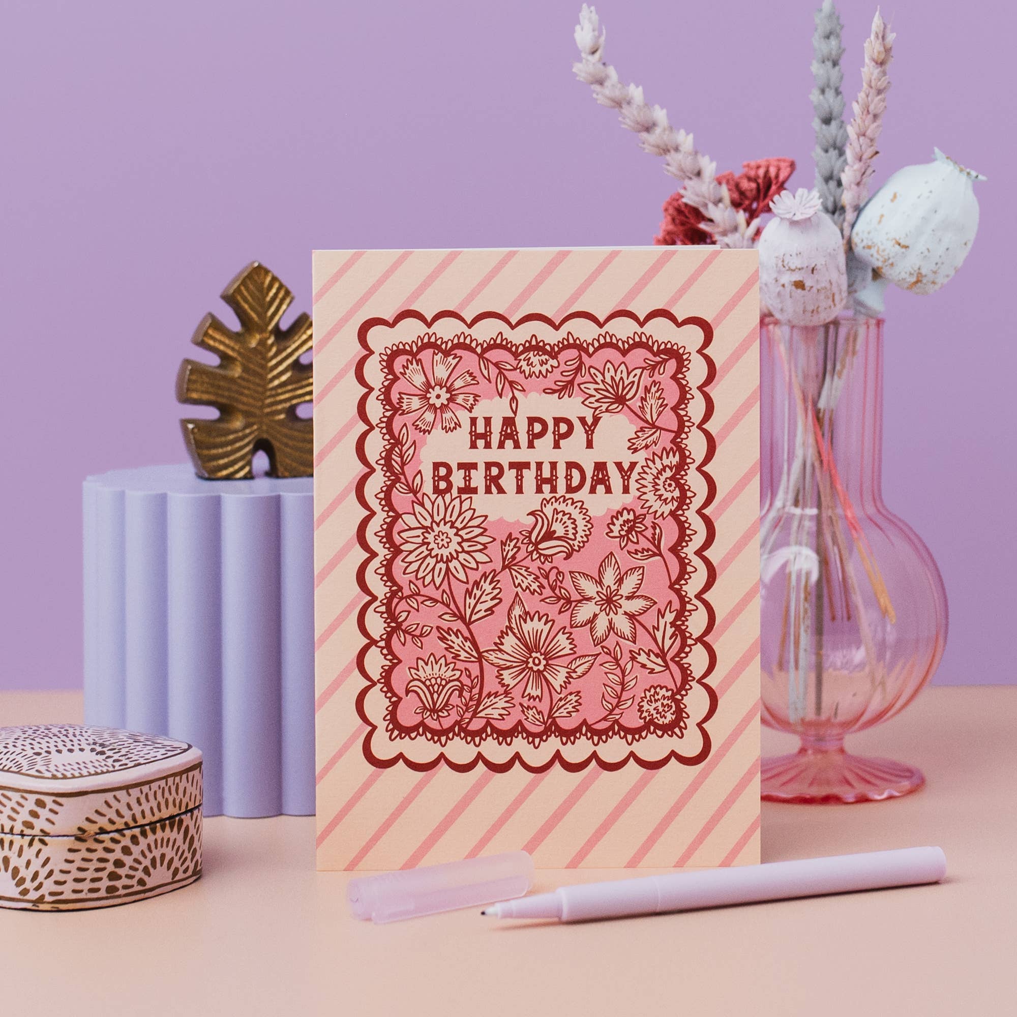 Pink Birthday Floral Greeting Card
