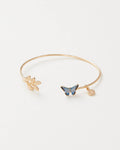 Blue Butterfly & Gold Leaf Bangle