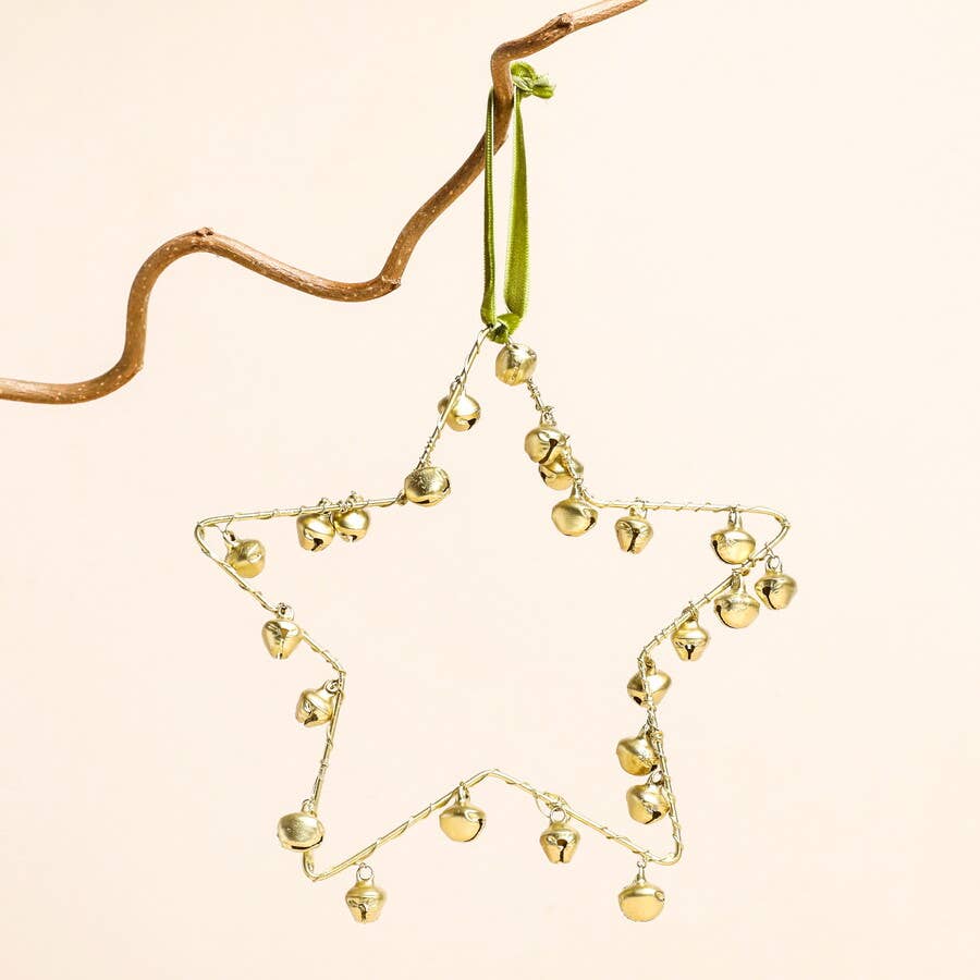 Gold Bells Star Hanging Christmas Tree Decoration