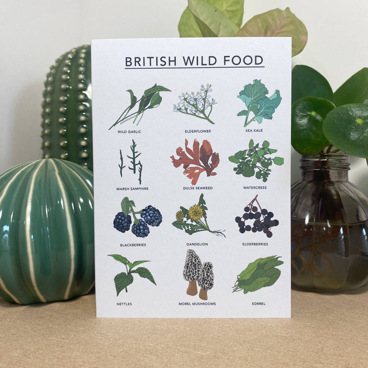 British Wild Food Illustrated Greeting Card
