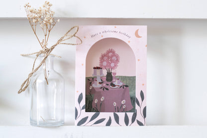 'Wholesome Birthday' Tablescape Arch Window Birthday Card