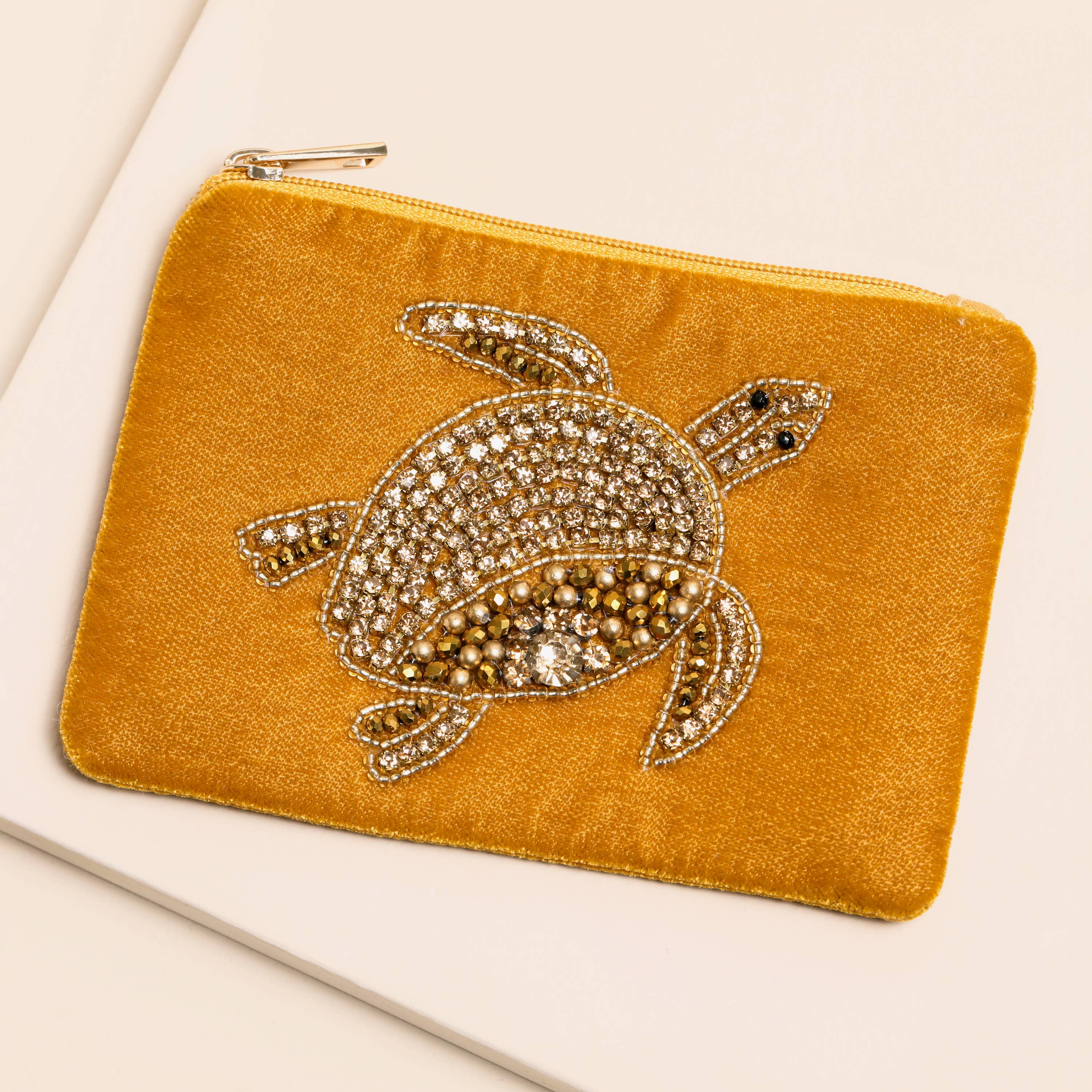 Beaded Turtle Zip Pouch