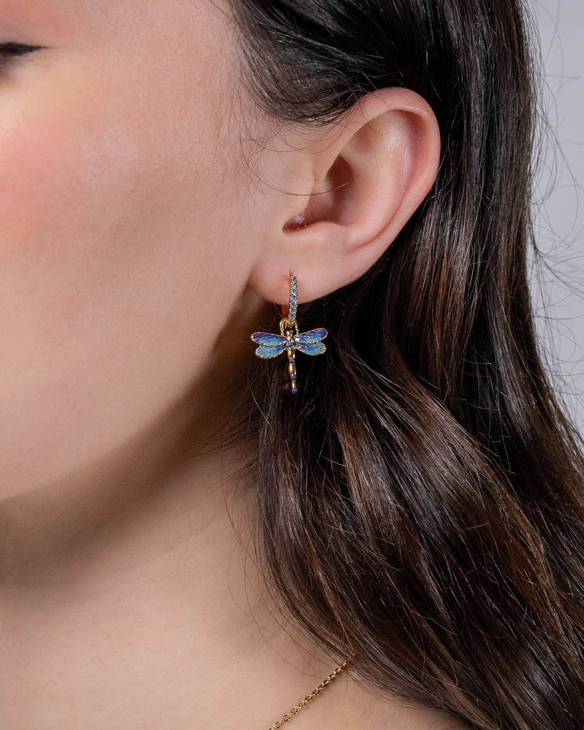 Dragonfly Charm Huggie Earrings