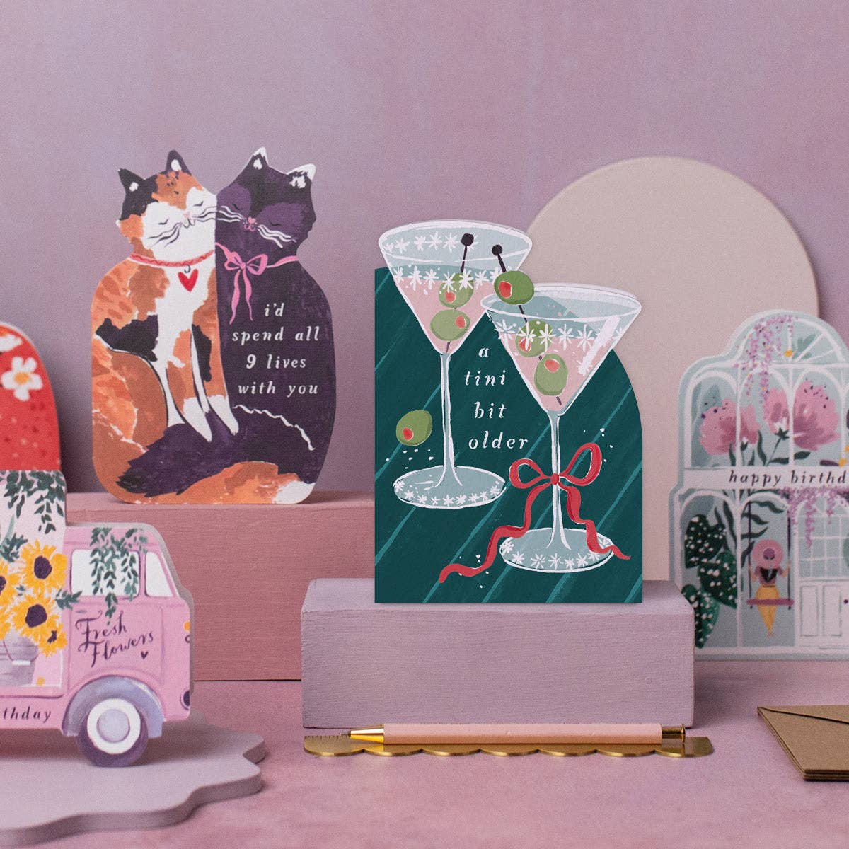 Tini Bit Older Martini Glass Cocktail Birthday Card