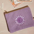 Embroidered Corduroy Cosmetic Pouch