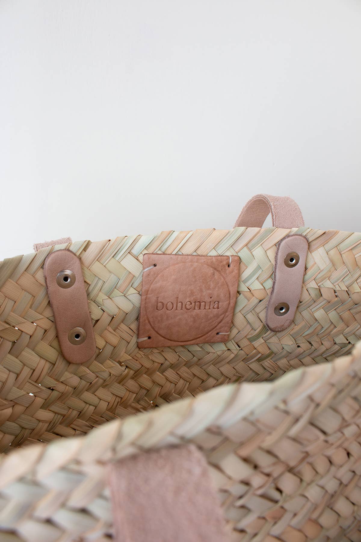Woven Tote Bag With Leather Handles
