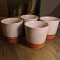 4 Terracotta & White Glaze Handleless Mugs