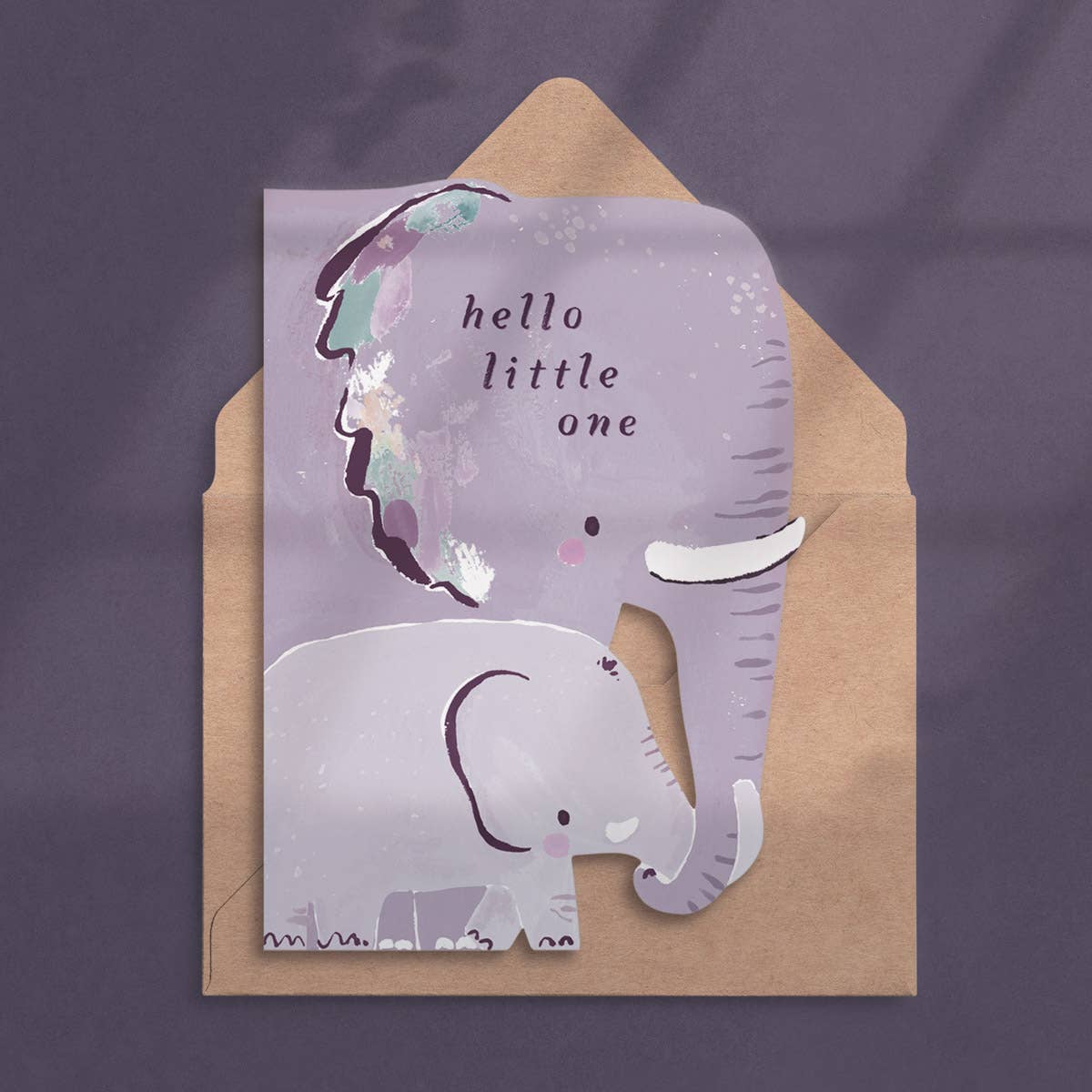 "Hello Little One" Elephant Shaped New Baby Greeting Card