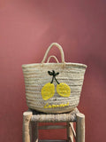 Hand Embroidered Lemons Market Basket