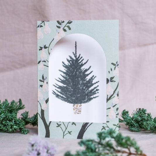 Traditional Tree Die Cut Window Blank Christmas Card