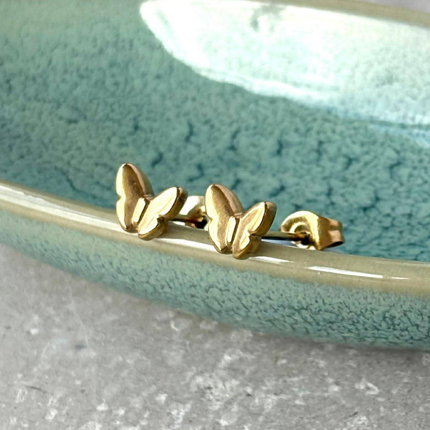 Mini Butterfly Stud Earrings - PVD Gold Plated