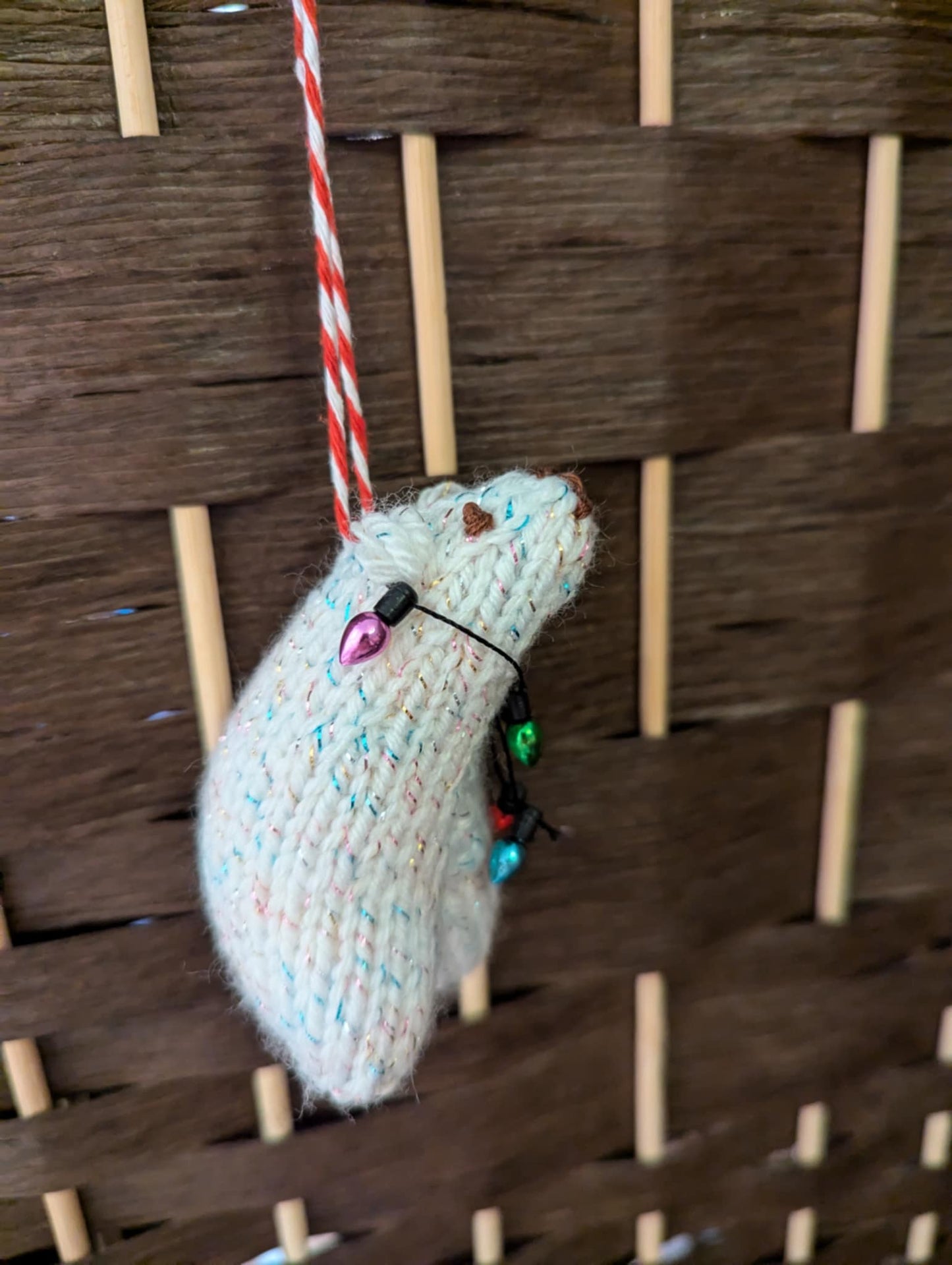 Knitted Polar Bear Christmas Tree Decoration