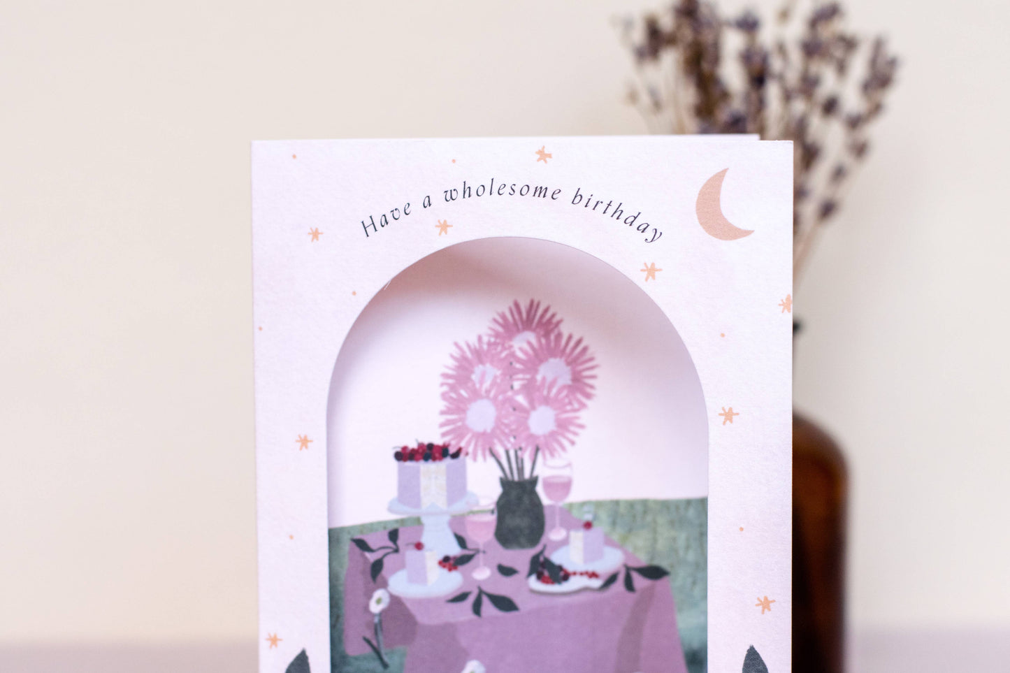 'Wholesome Birthday' Tablescape Arch Window Birthday Card